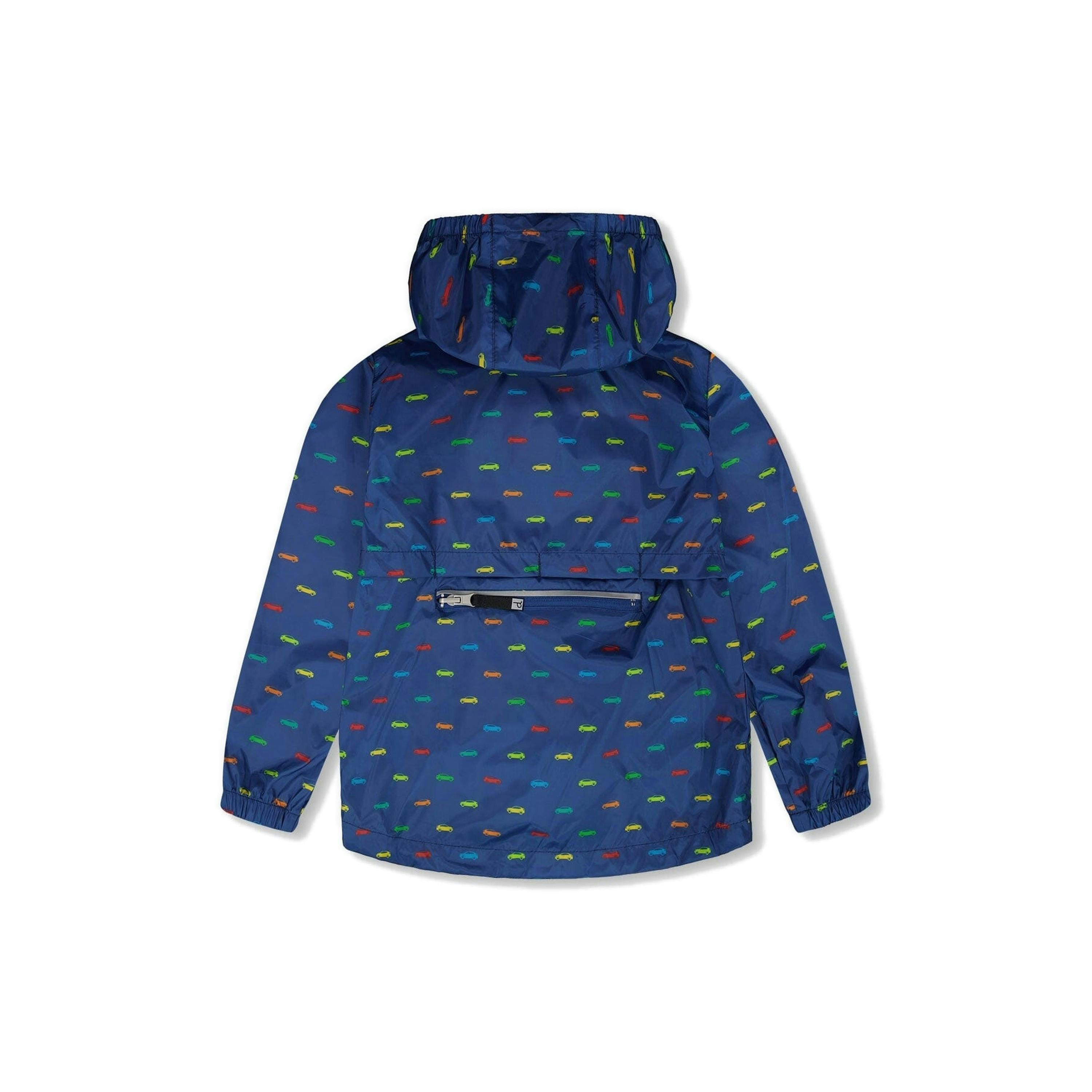 Packable Windbreaker In Polyester Blue Car Print , view 3 of 5