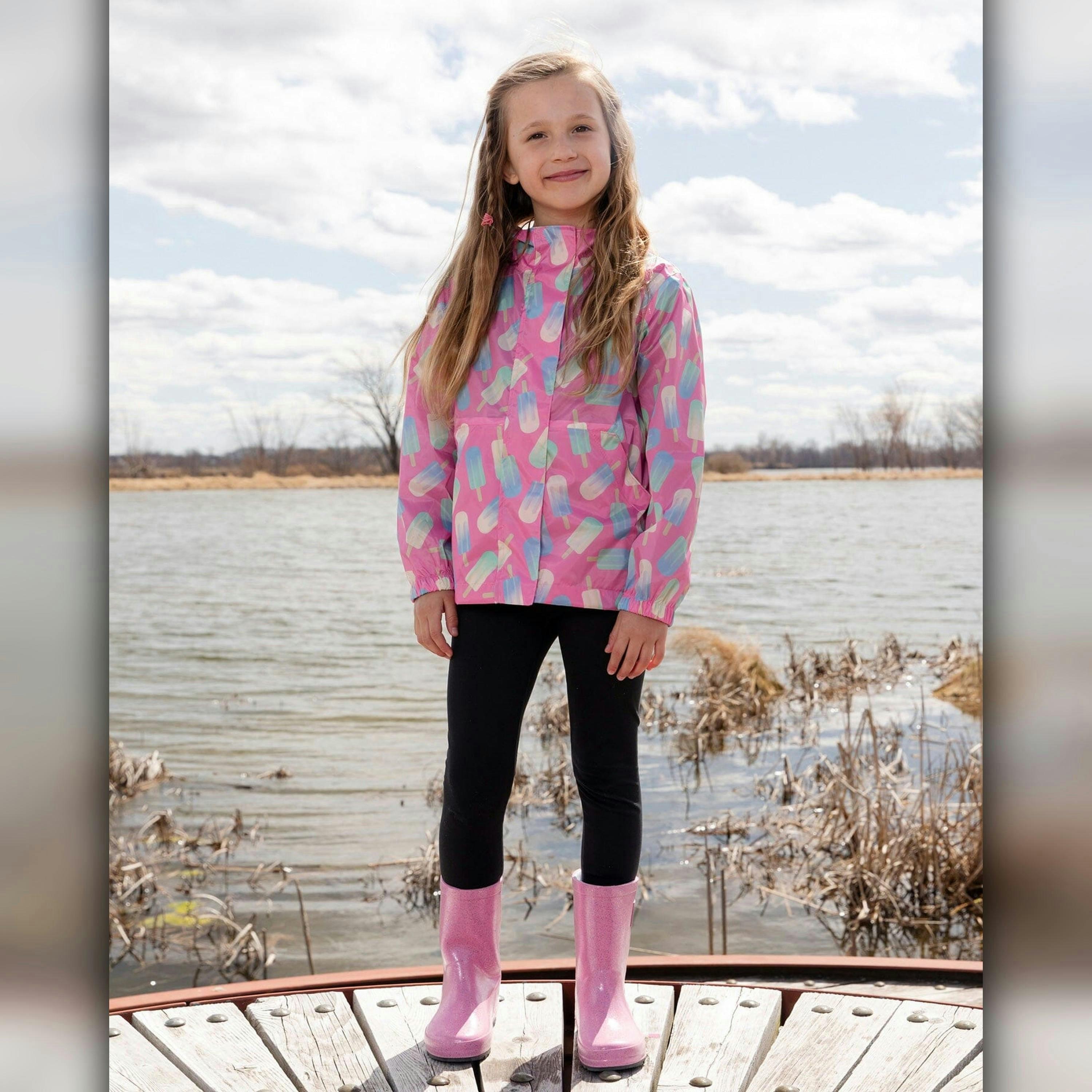 Packable Windbreaker In Polyester Pink Lollipop Print , view 2 of 6