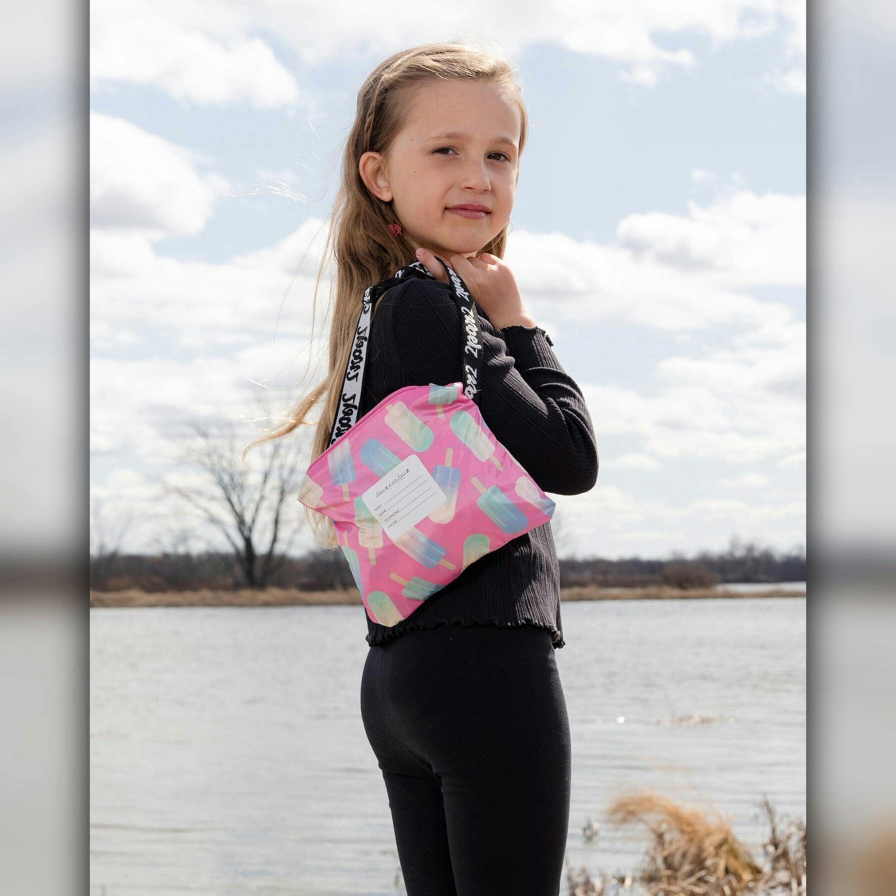 Packable Windbreaker In Polyester Pink Lollipop Print , view 4 of 6