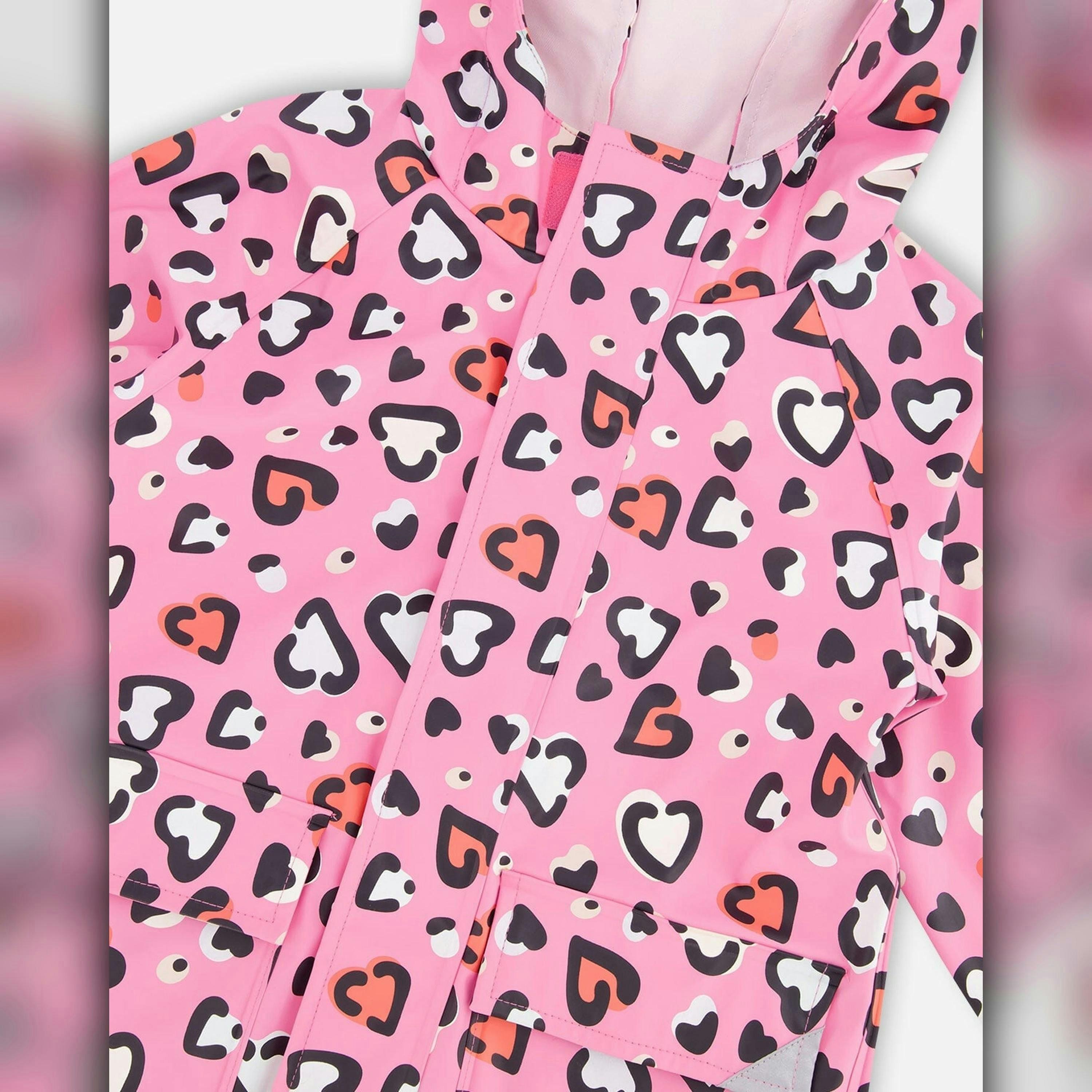 Pink raincoat with color-changing hearts , view 5 of 6