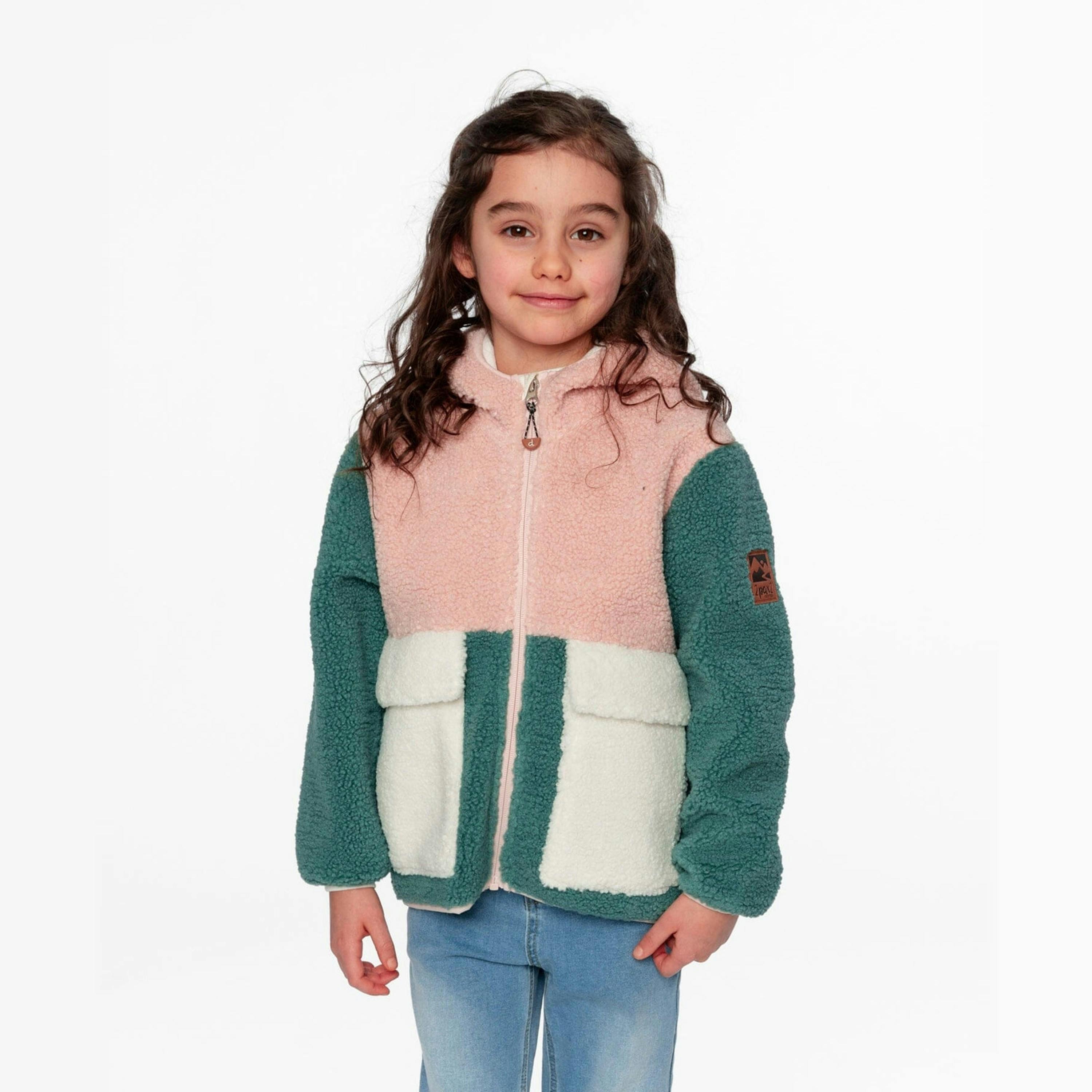 Sherpa Jacket Light Pink Colorblock , view 2 of 6