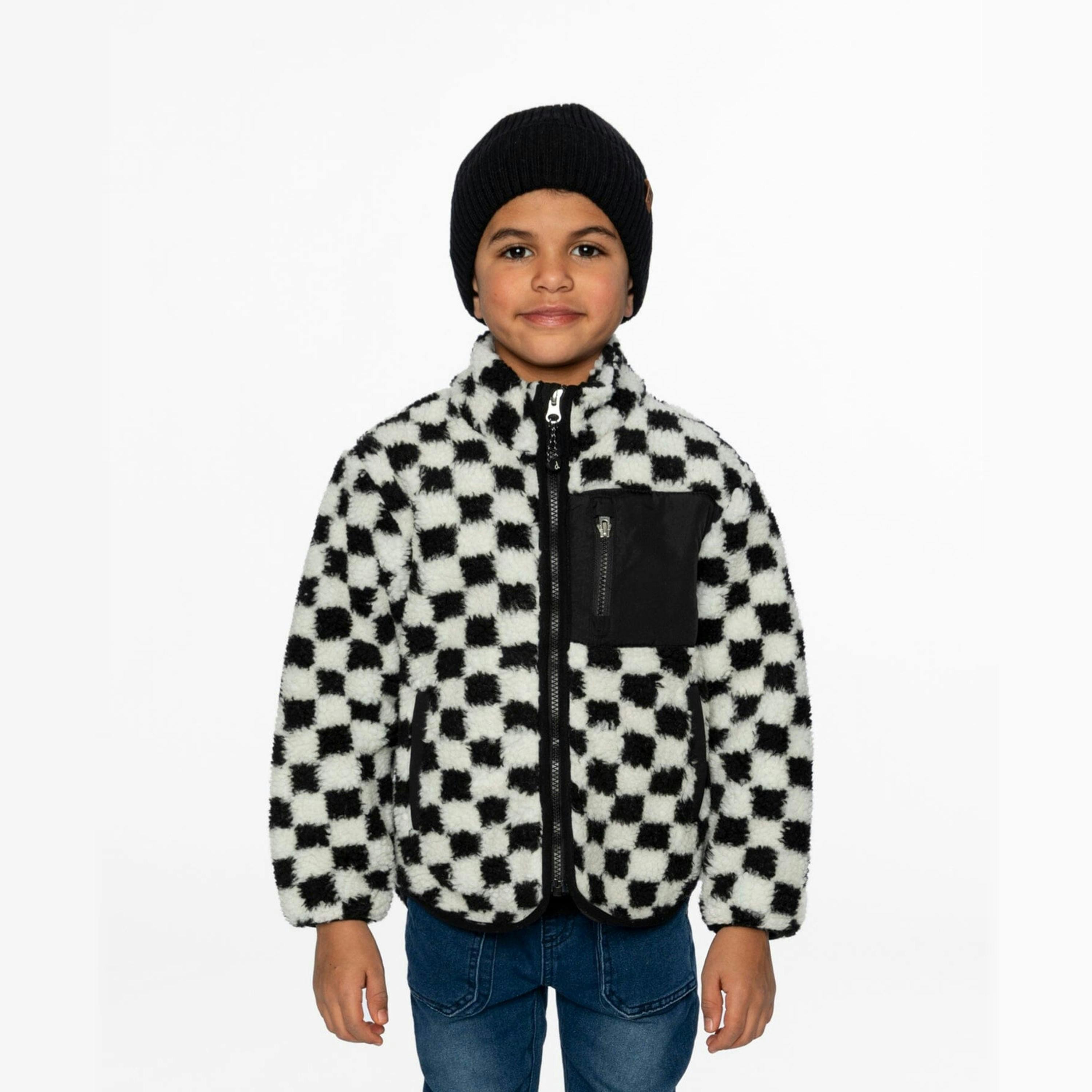 Sherpa Jacket Black Checkerboard , view 2 of 5
