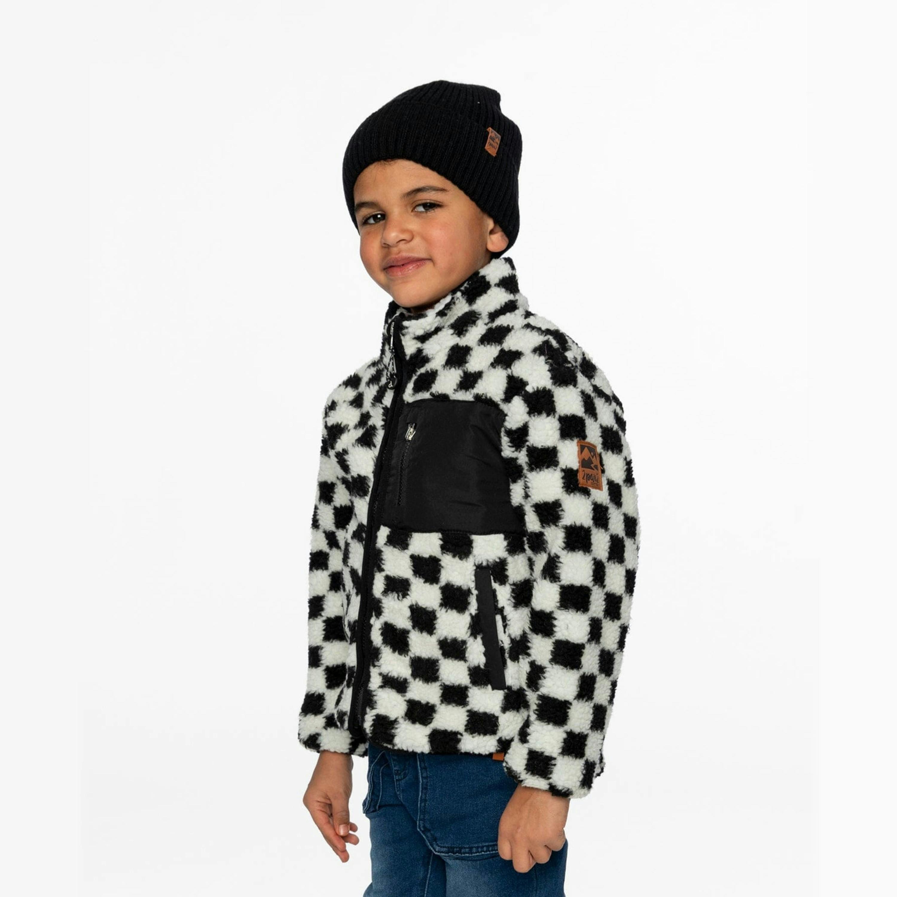 Sherpa Jacket Black Checkerboard , view 3 of 5