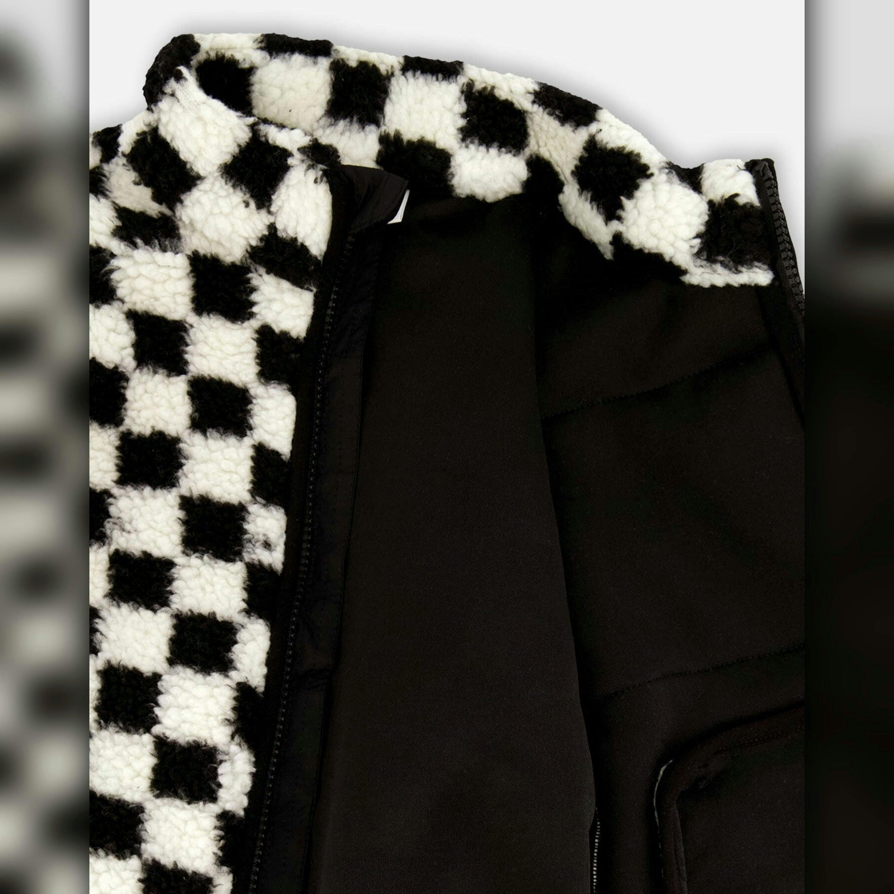 Sherpa Jacket Black Checkerboard , view 5 of 5