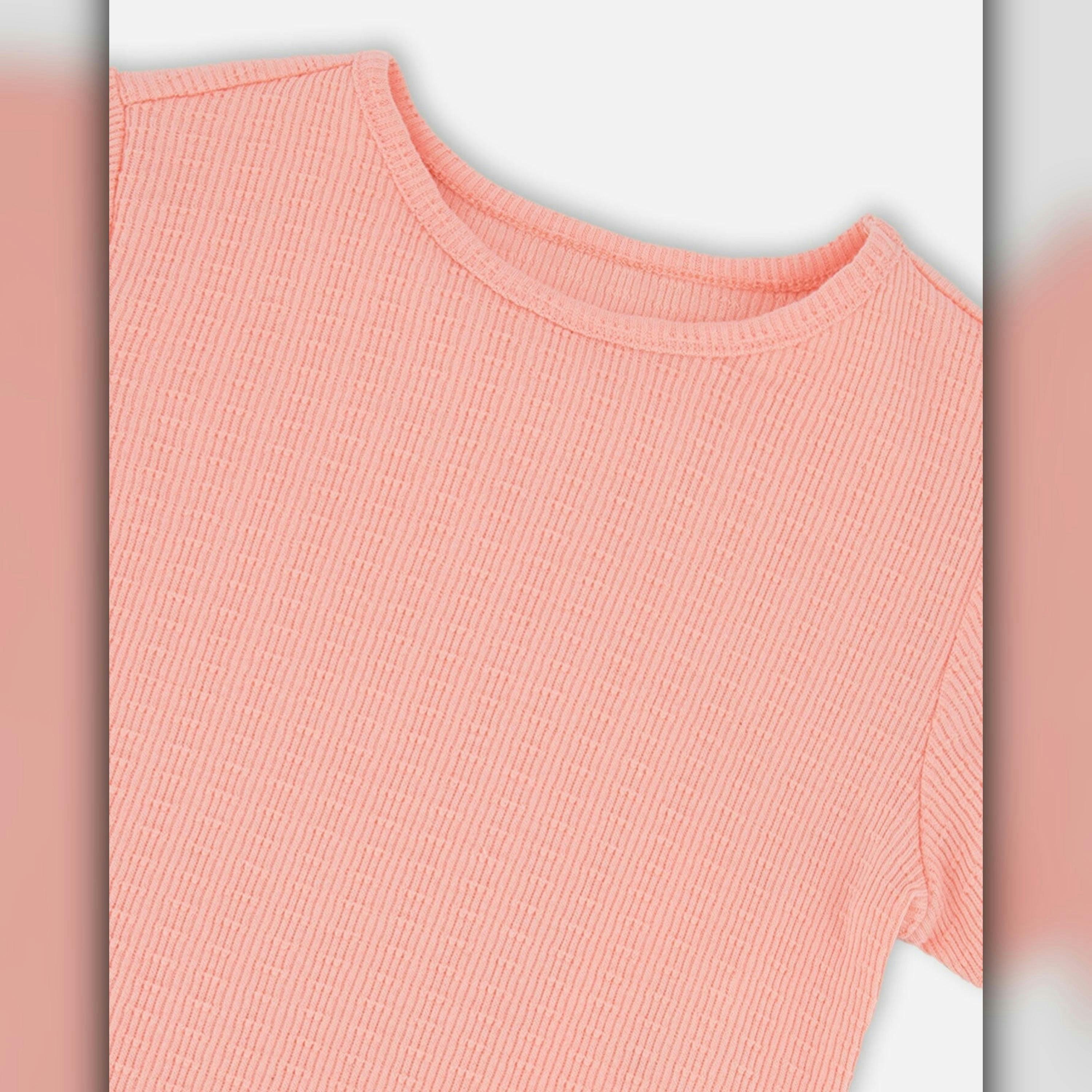 Crinkle Jersey T-Shirt Off Peach Pink , view 3 of 3