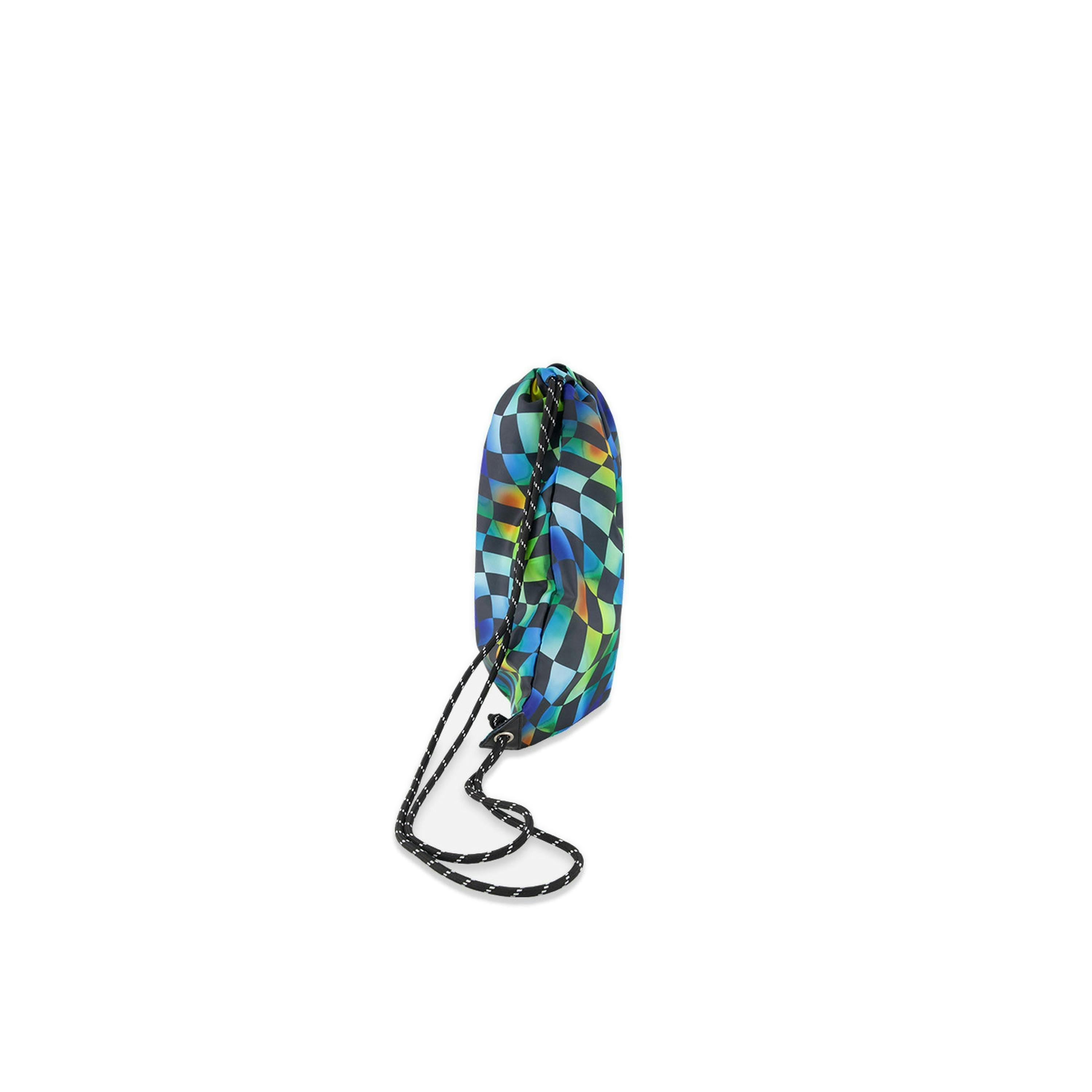 Drawstring Bag Blue Checkered Print , view 2 of 4