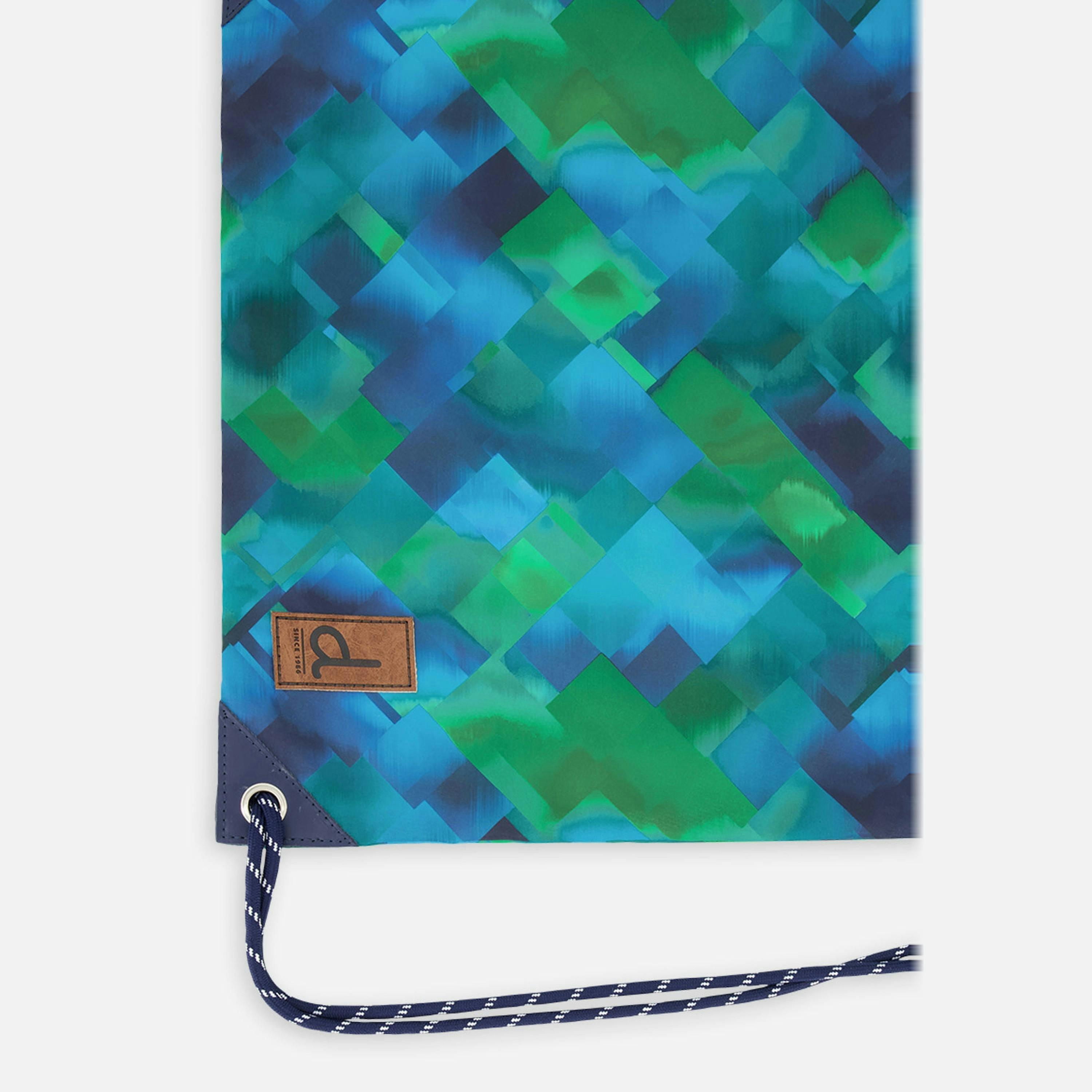 Drawstring Bag Blue Diamond Print , view 3 of 4