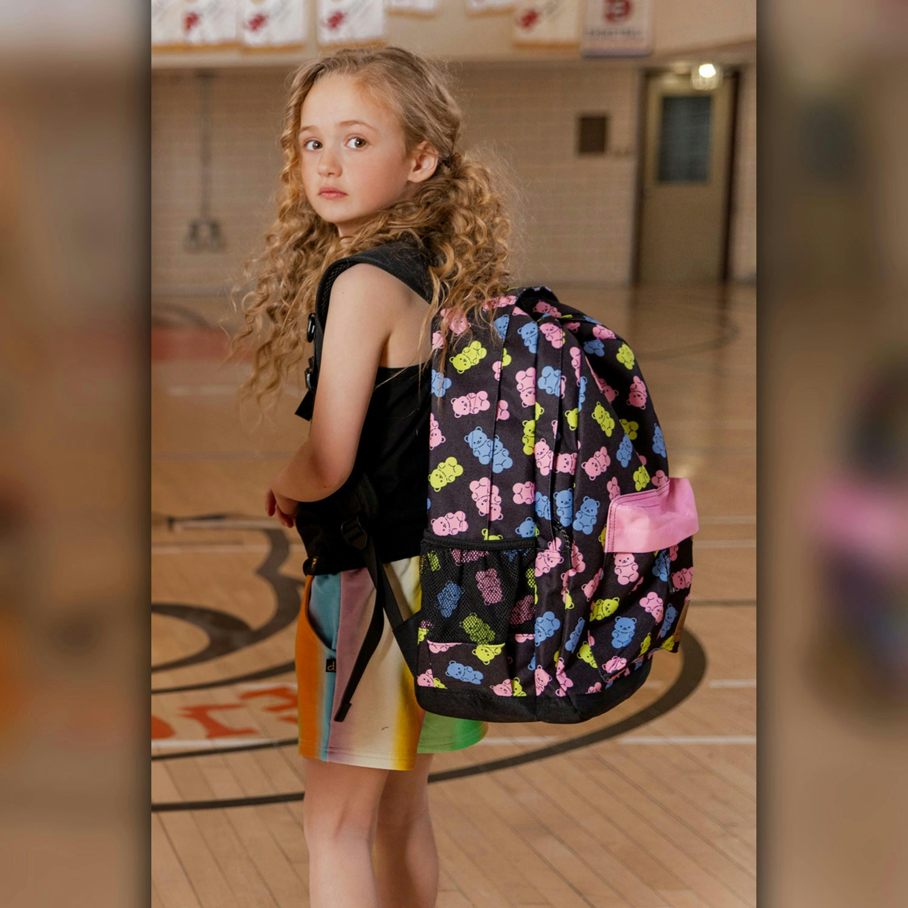 Kids Backpack Black Printed Gummy Bears , view 2 of 4