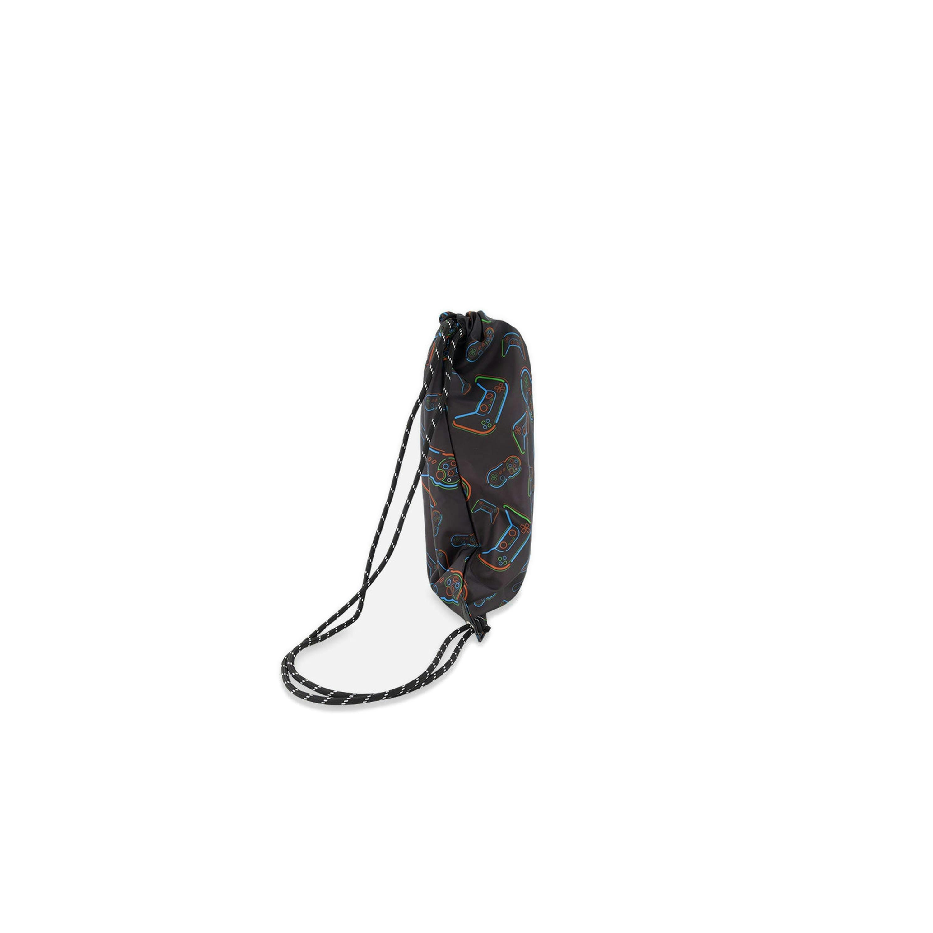 Drawstring Bag Black Printed Controller , view 2 of 4