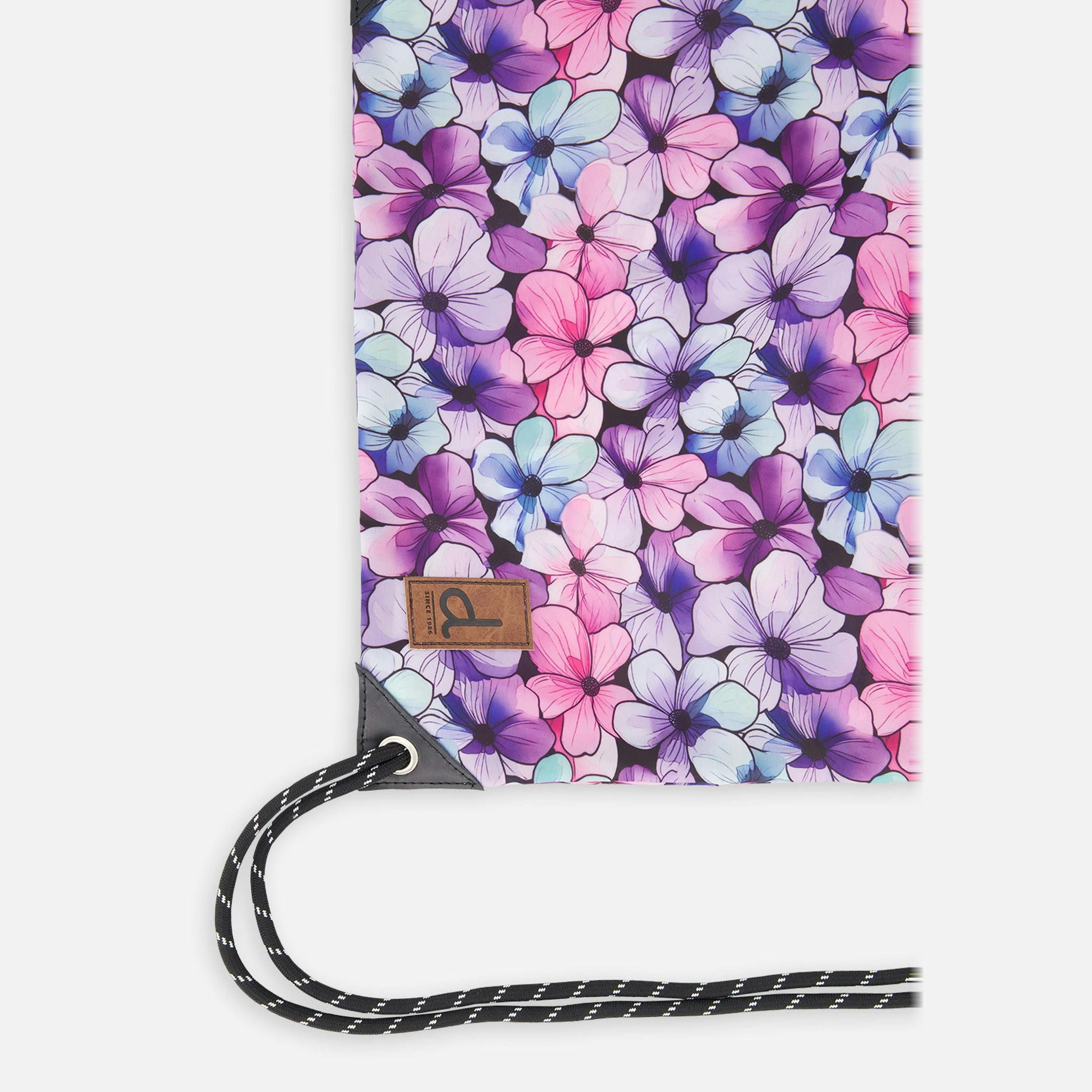 Drawstring Bag Black Floral Print , view 3 of 4