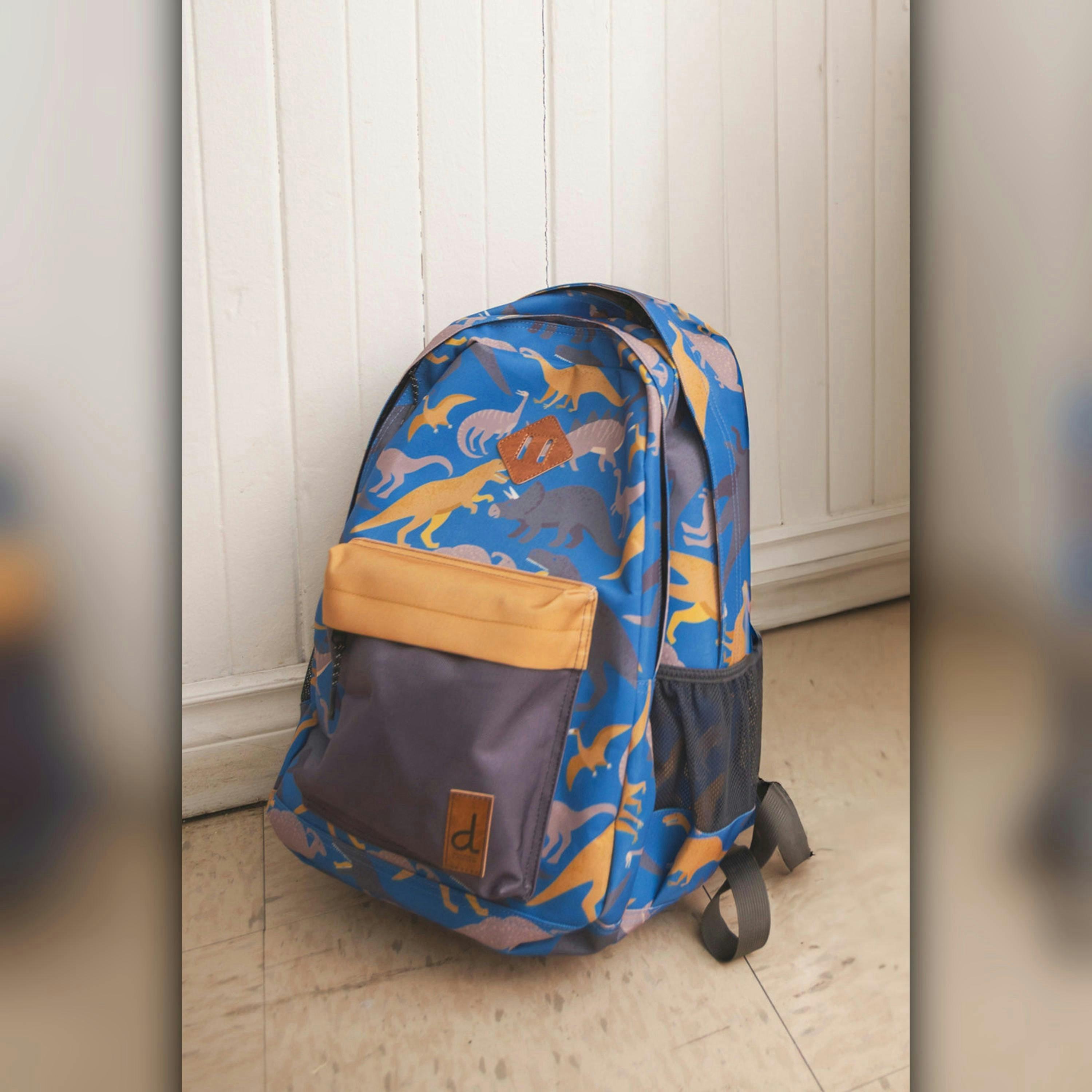 Kids Backpack Blue Dinosaur Print , view 3 of 5