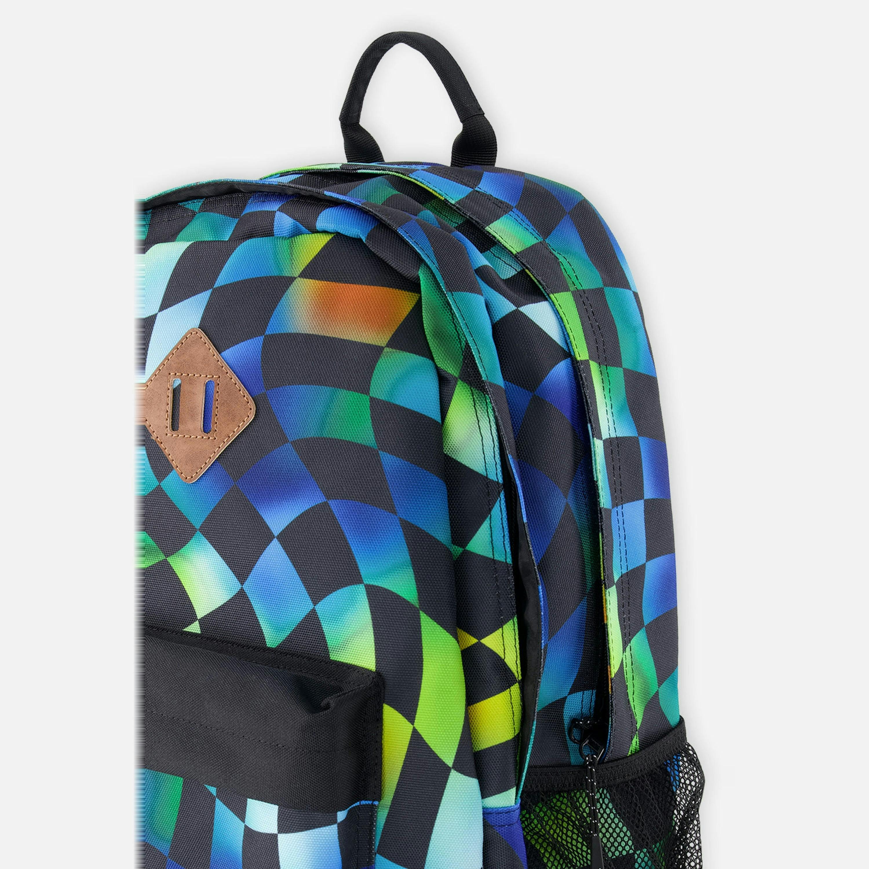 Kids Backpack Blue Checkered Print , view 3 of 4