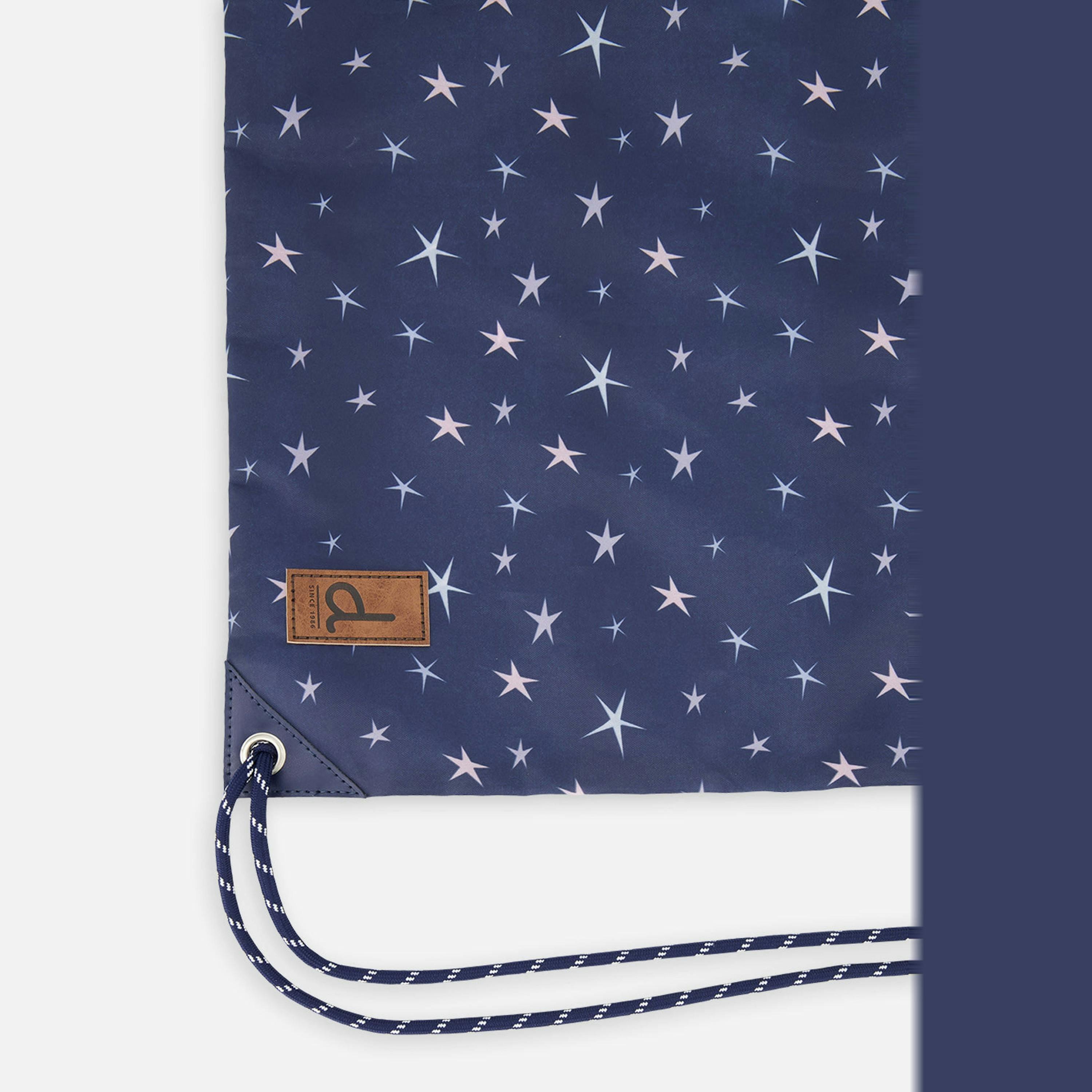 Drawstring Bag Navy With Star Print , view 3 of 4