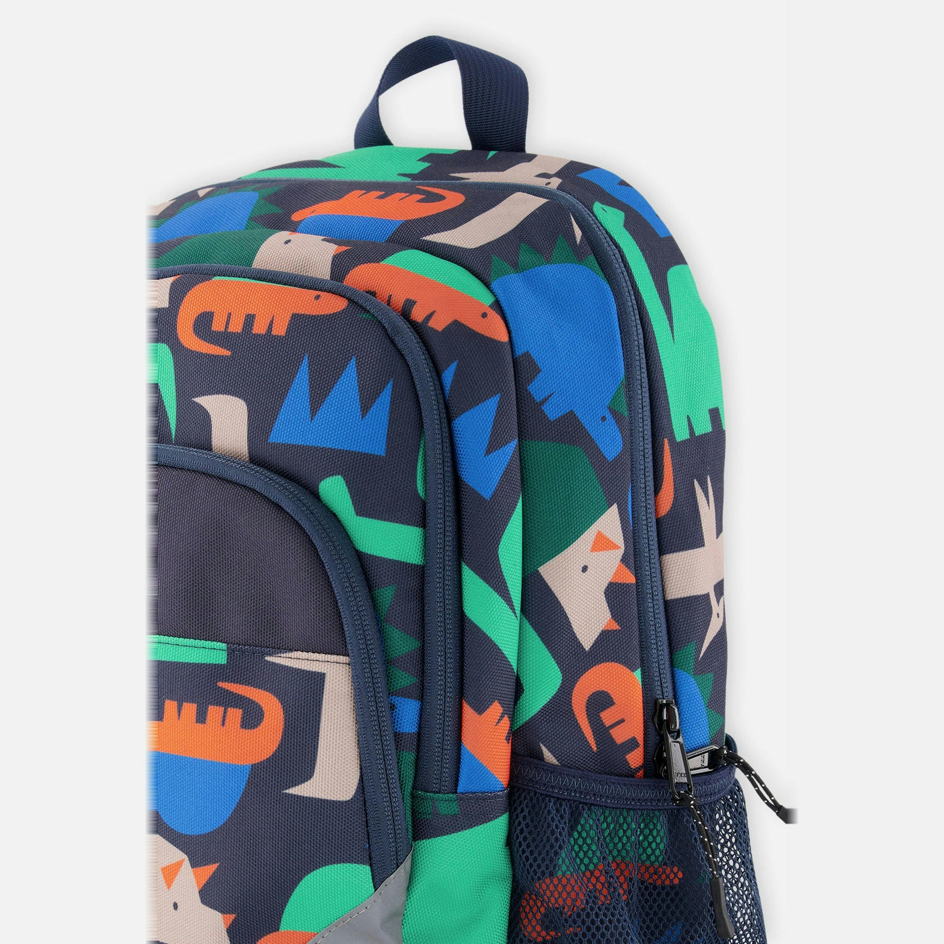 Little Kids Backpack Navy Dinosaur Print , view 2 of 3