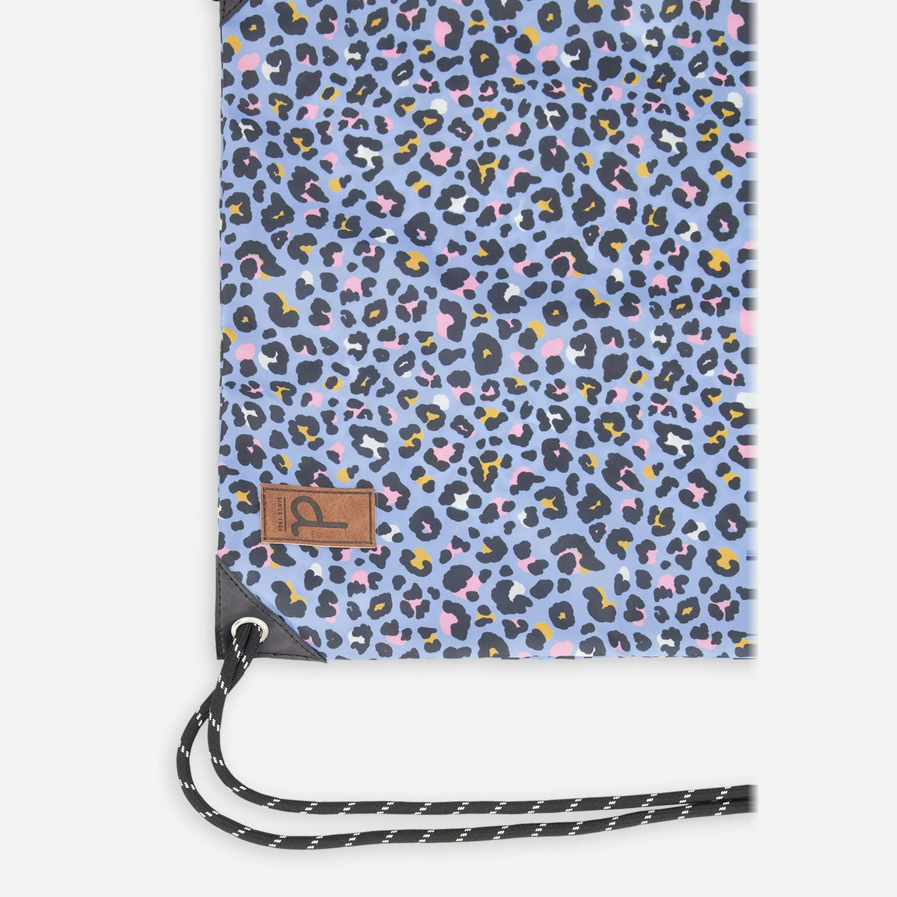 Drawstring Bag Blue Leopard Print , view 3 of 4