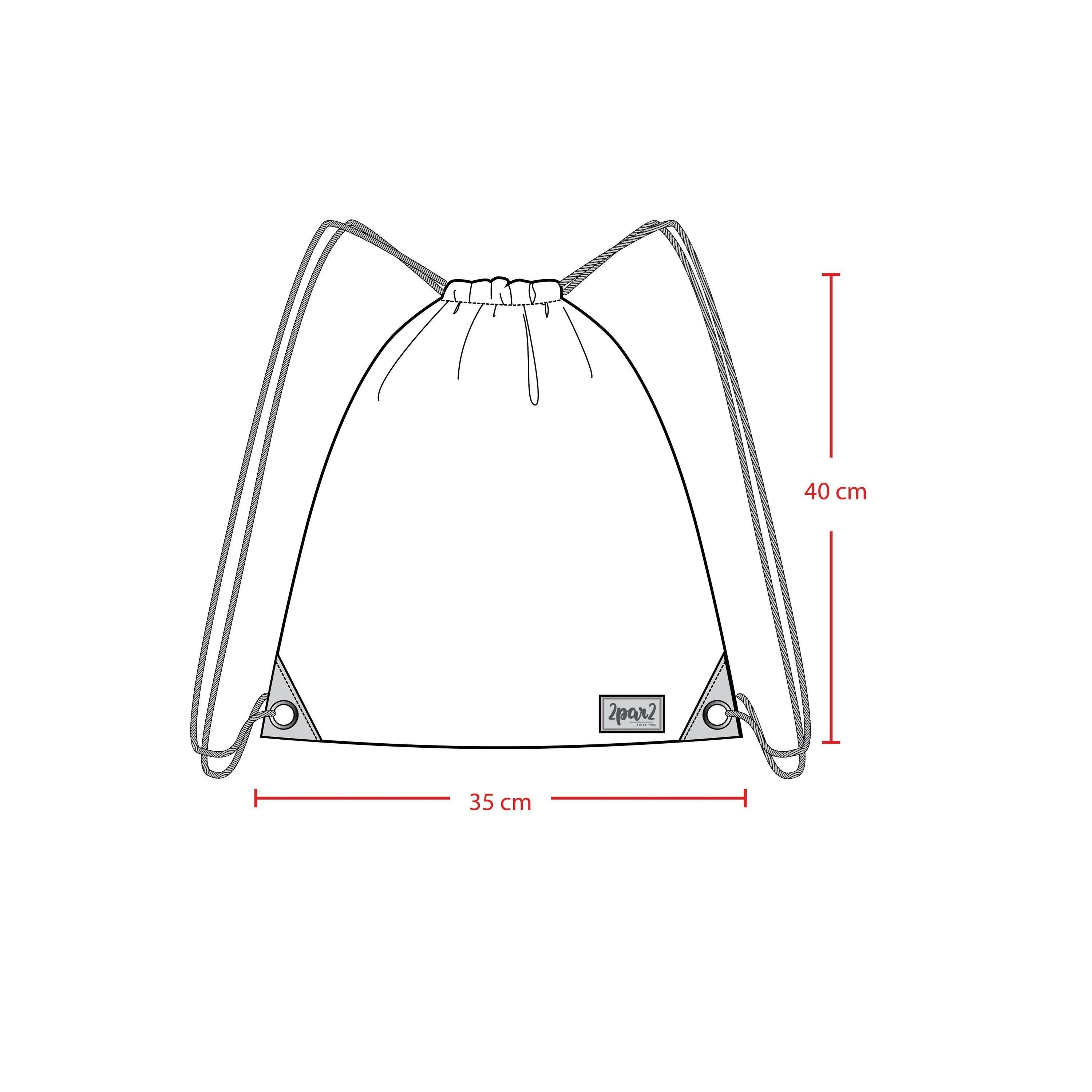 Drawstring Bag Black Printed With Hearts , view 4 of 4