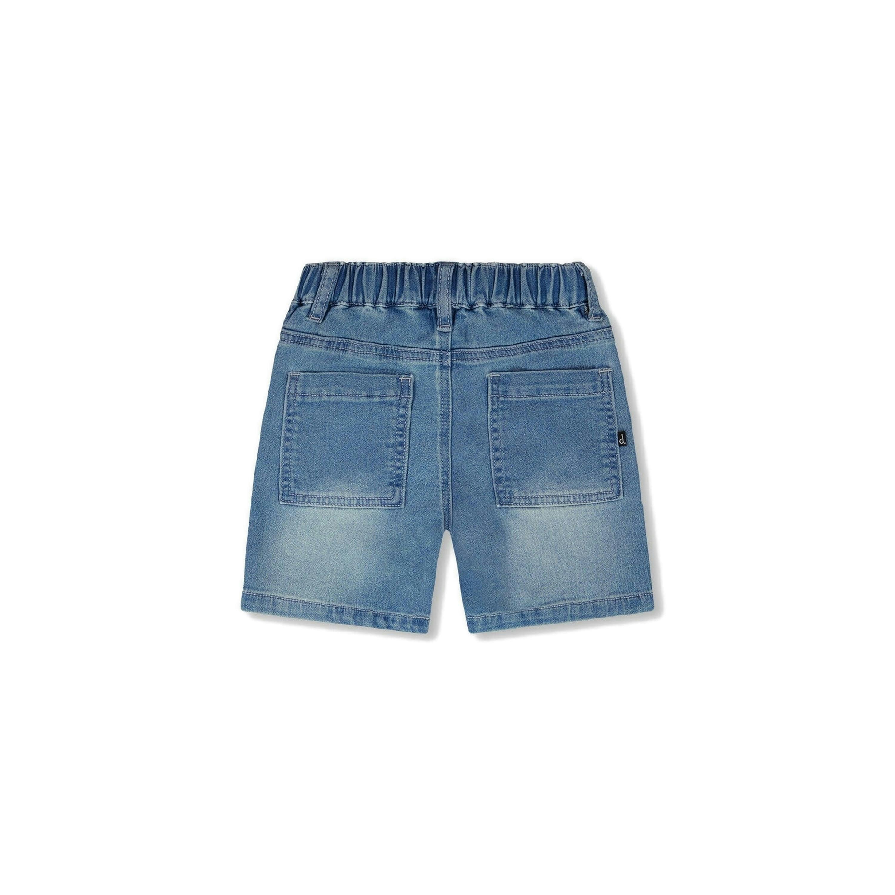 French Terry Light Blue Denim Shorts , view 4 of 5