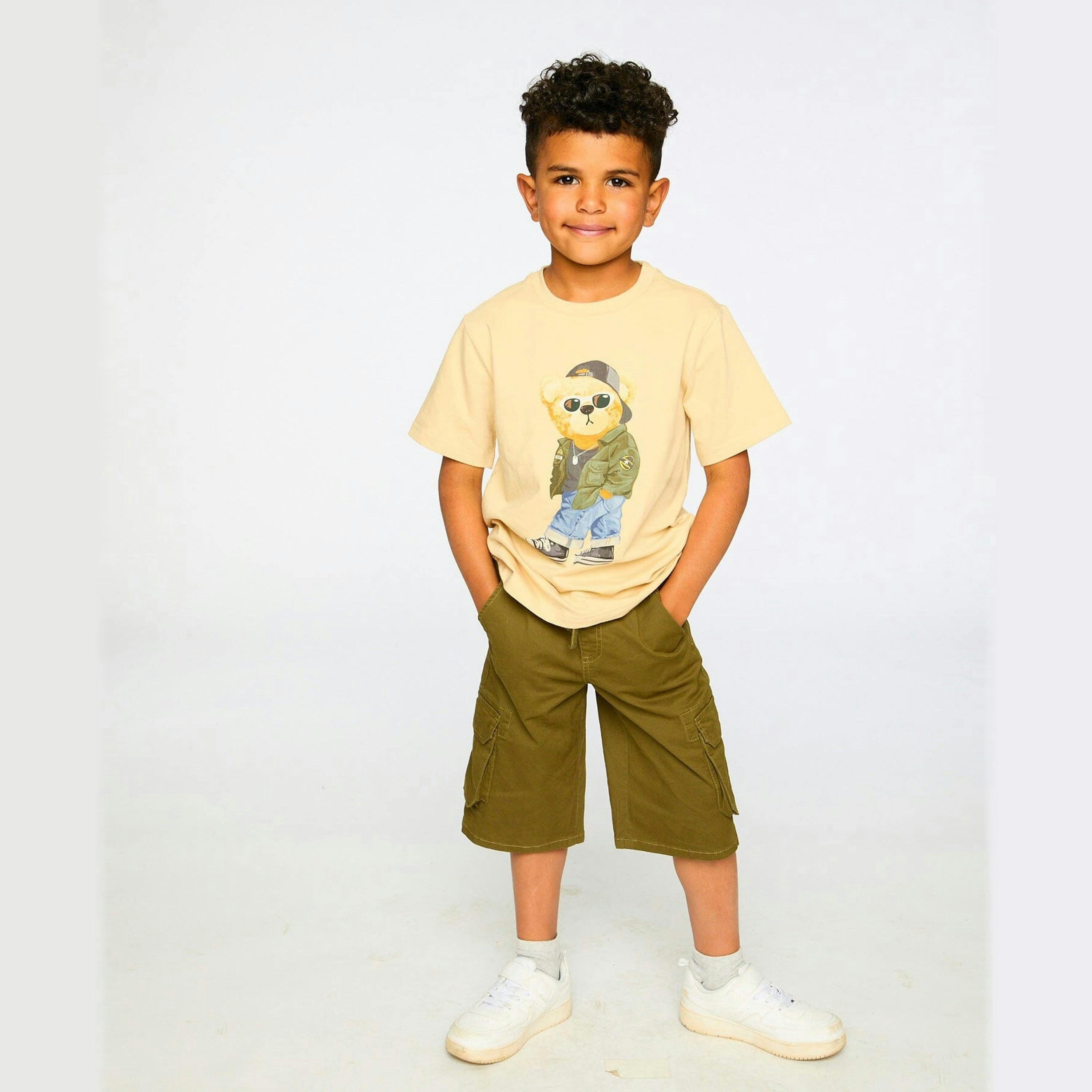 Stretch Twill Bermuda With Cargo Pockets Dark Khaki Green , view 3 of 5