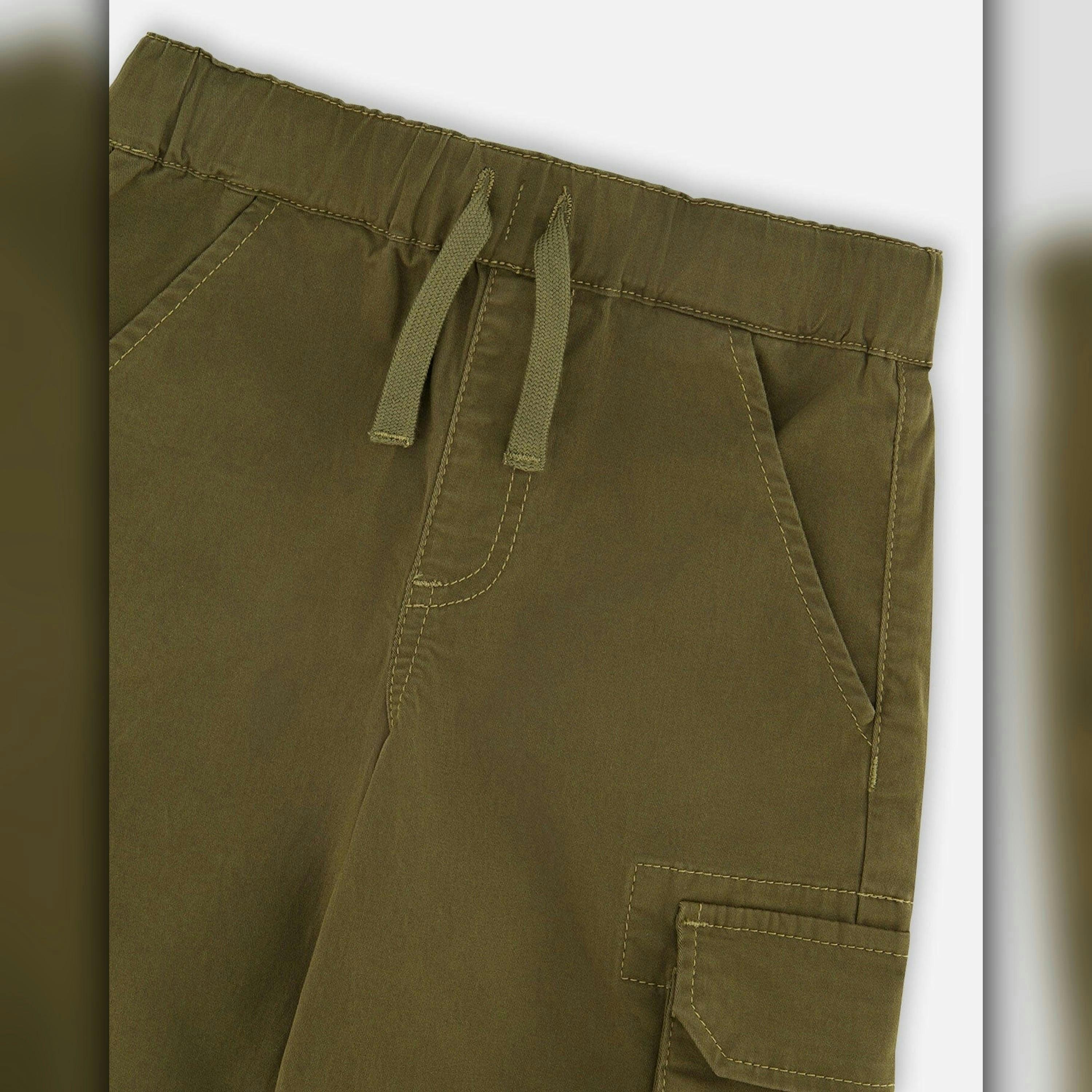 Stretch Twill Bermuda With Cargo Pockets Dark Khaki Green , view 5 of 5