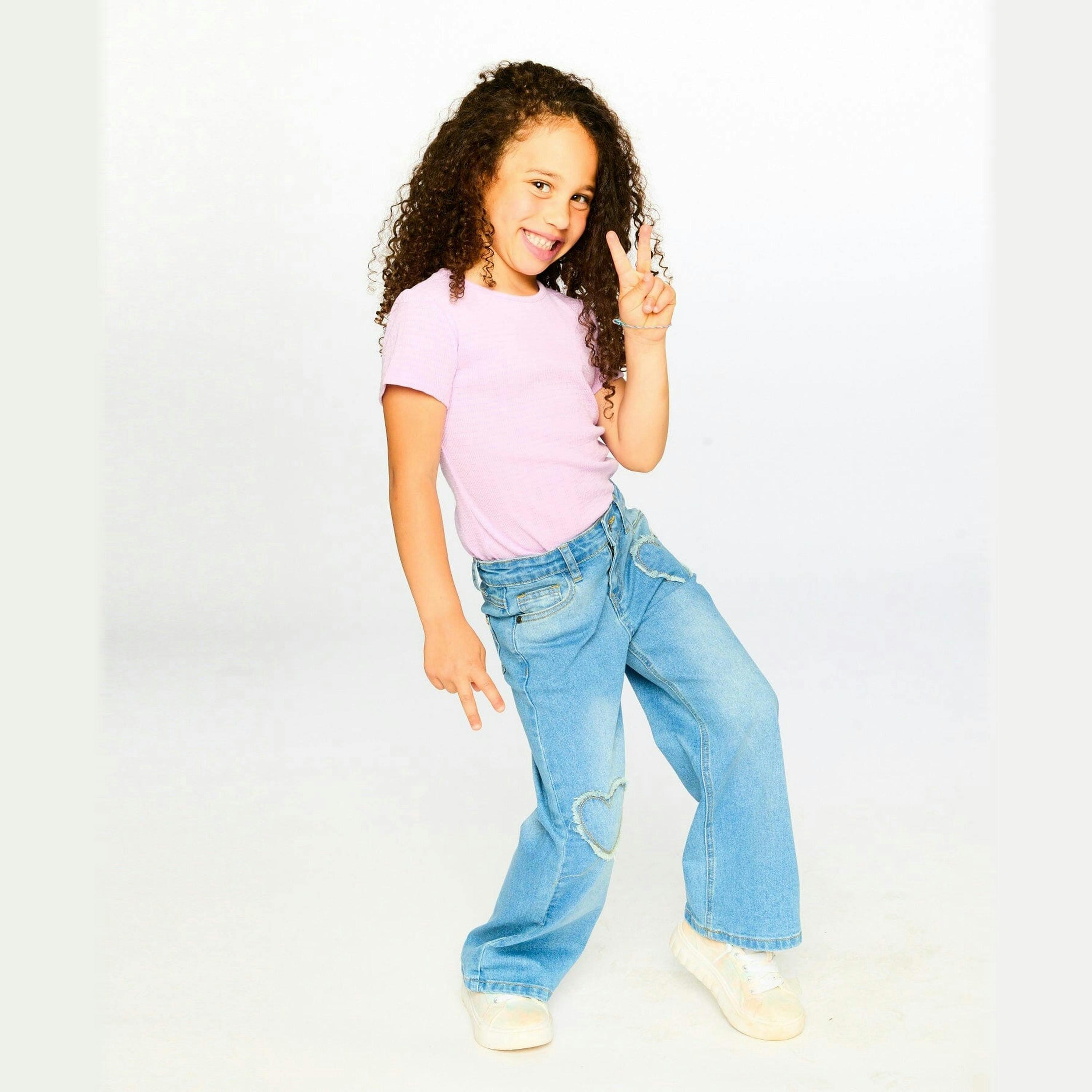 Wide Leg Light Blue Denim Jeans , view 2 of 3