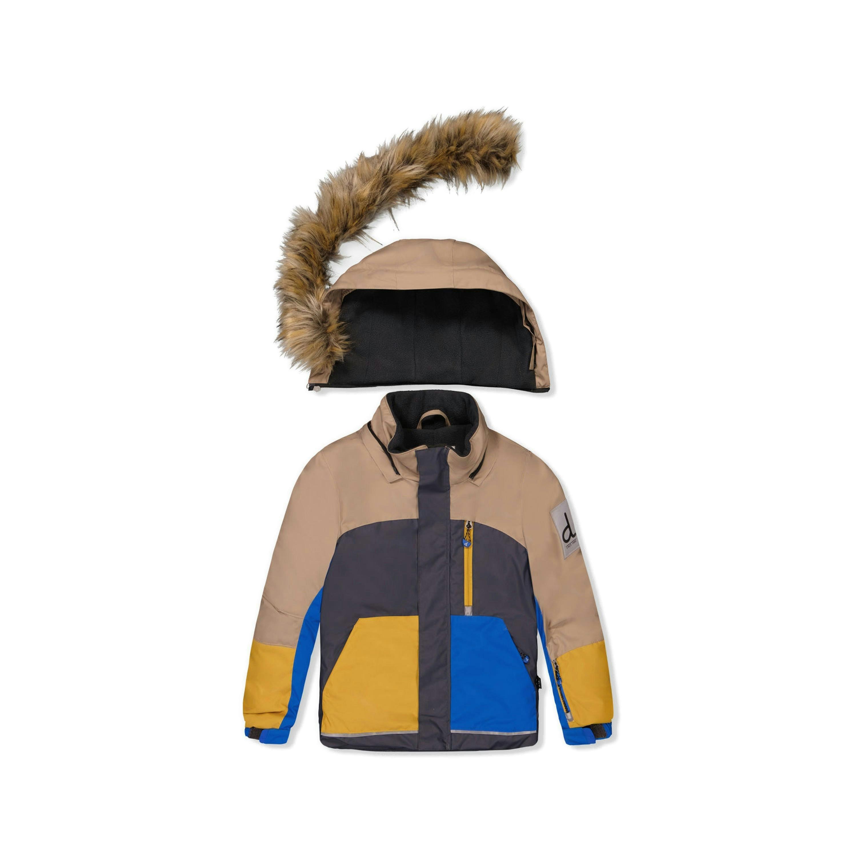 Two Piece Play Snowsuit Colorblock With Grey And Blue Dinosaur Print Pants , view 4 of 6
