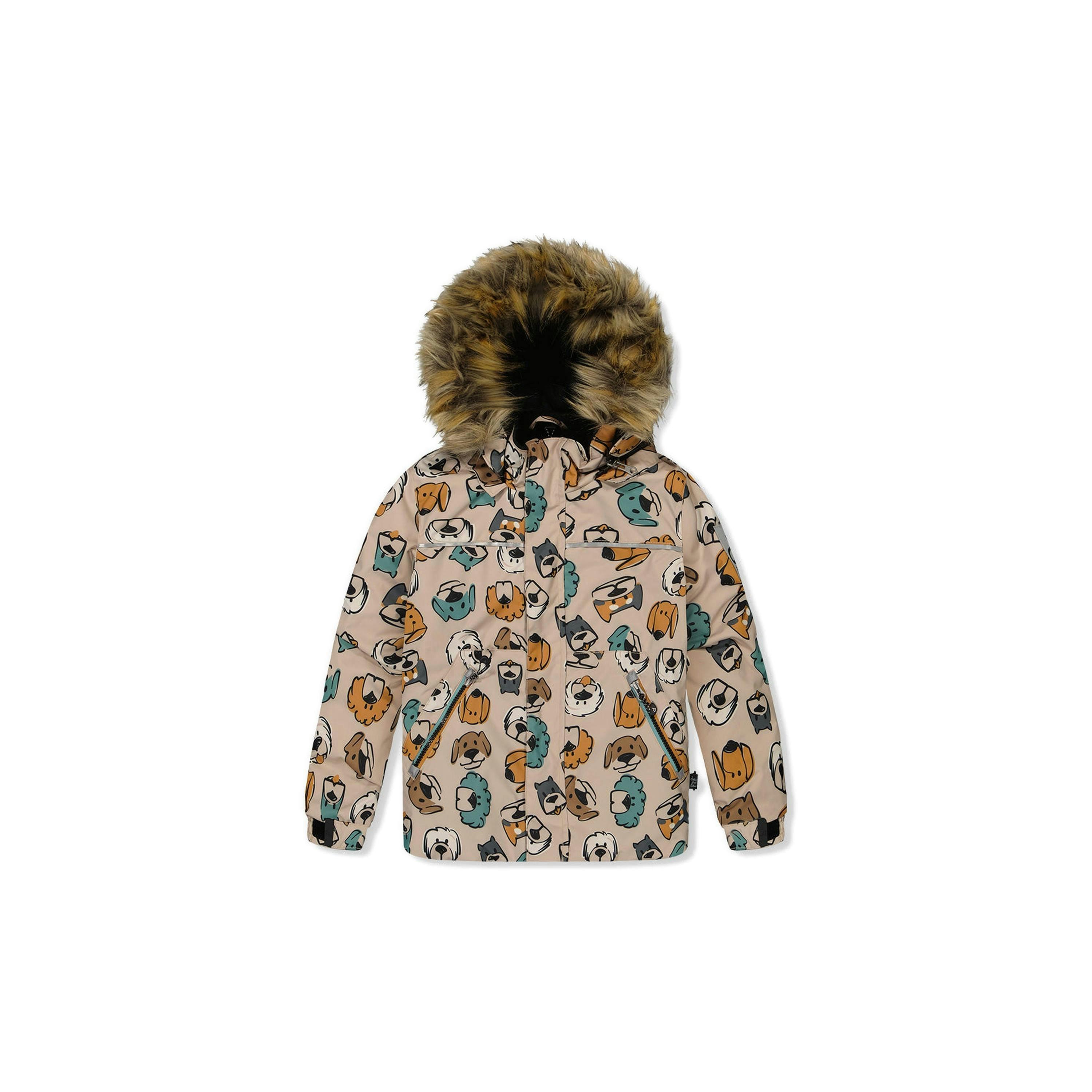 Two Piece Discover Snowsuit Beige Printed With Dogs , view 6 of 6