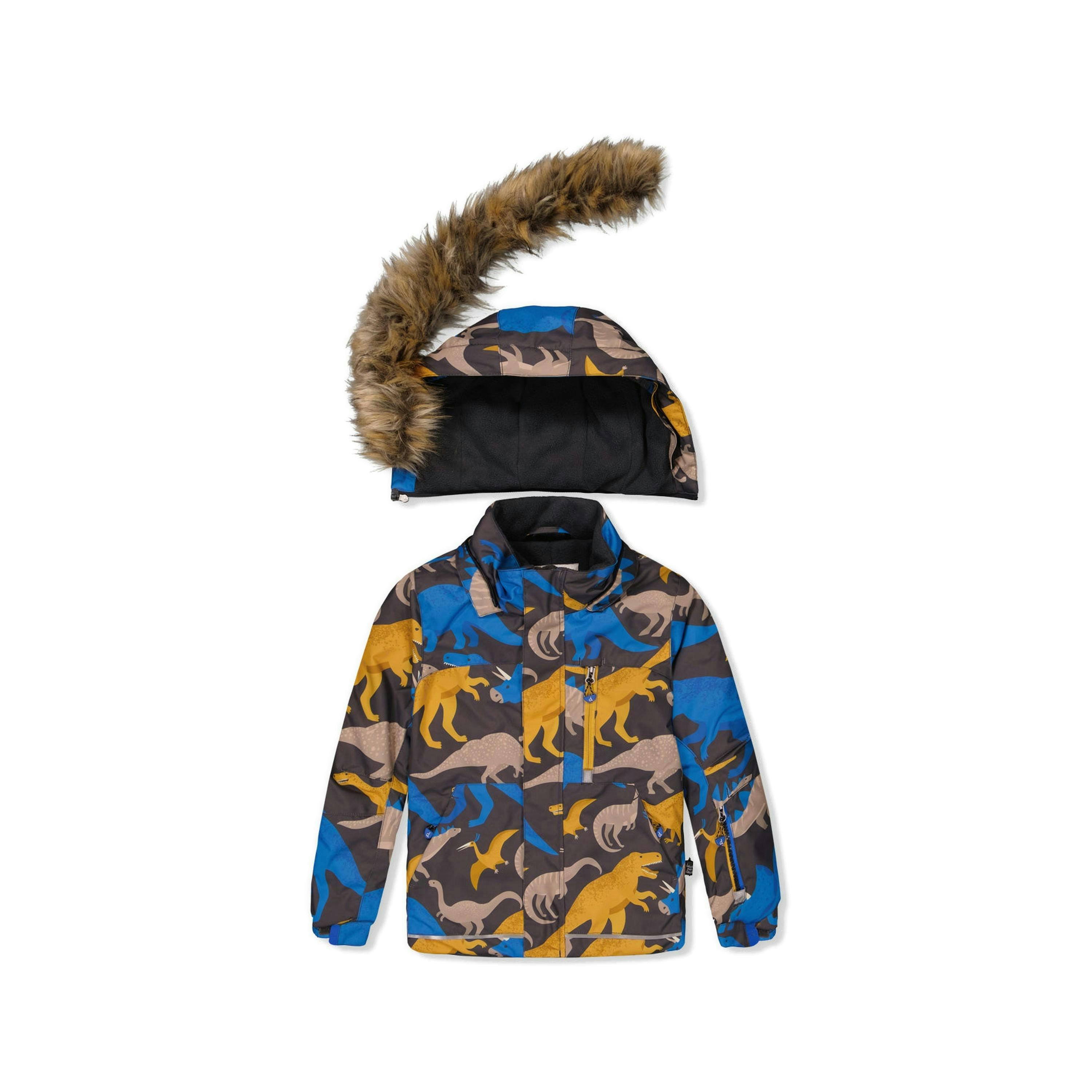 Two Piece Play Snowsuit Grey And Blue Dinosaur Print With Blue Pants , view 4 of 6