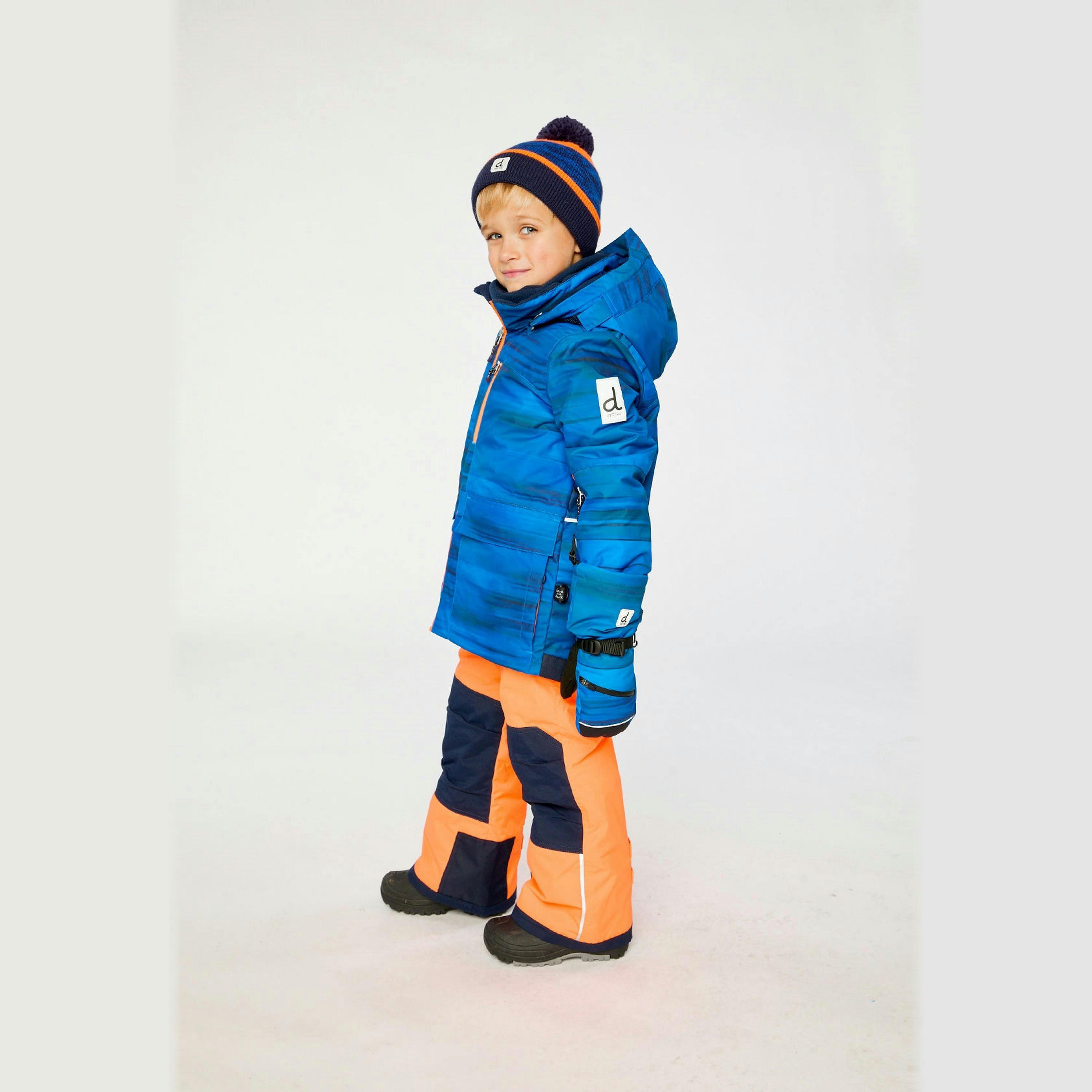 Two Piece Play Snowsuit Navy Blue And Orange With Orange Pants , view 5 of 6