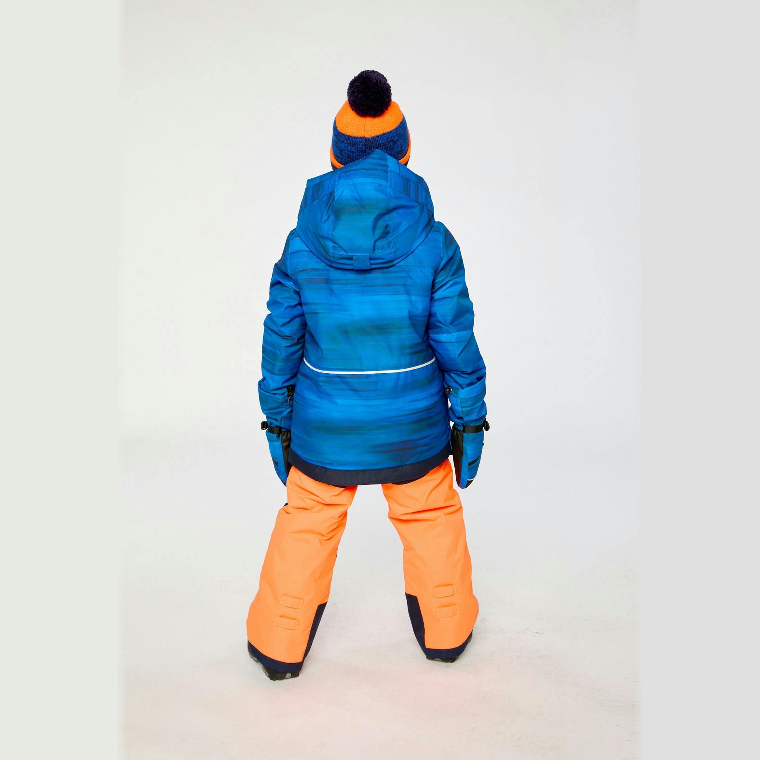 Two Piece Play Snowsuit Navy Blue And Orange With Orange Pants , view 6 of 6