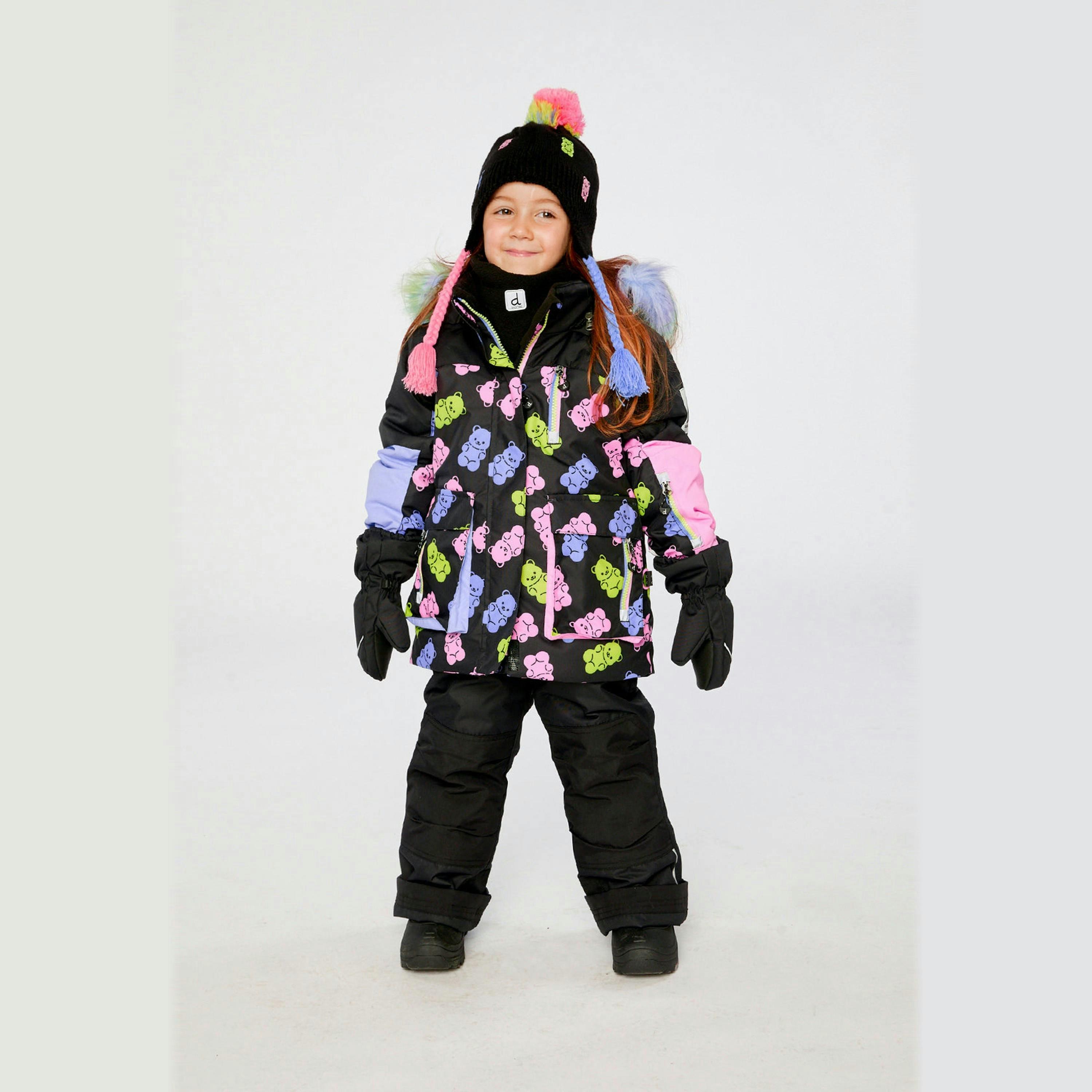 Two Piece Play Snowsuit Black Gummy Bear Print , view 4 of 6