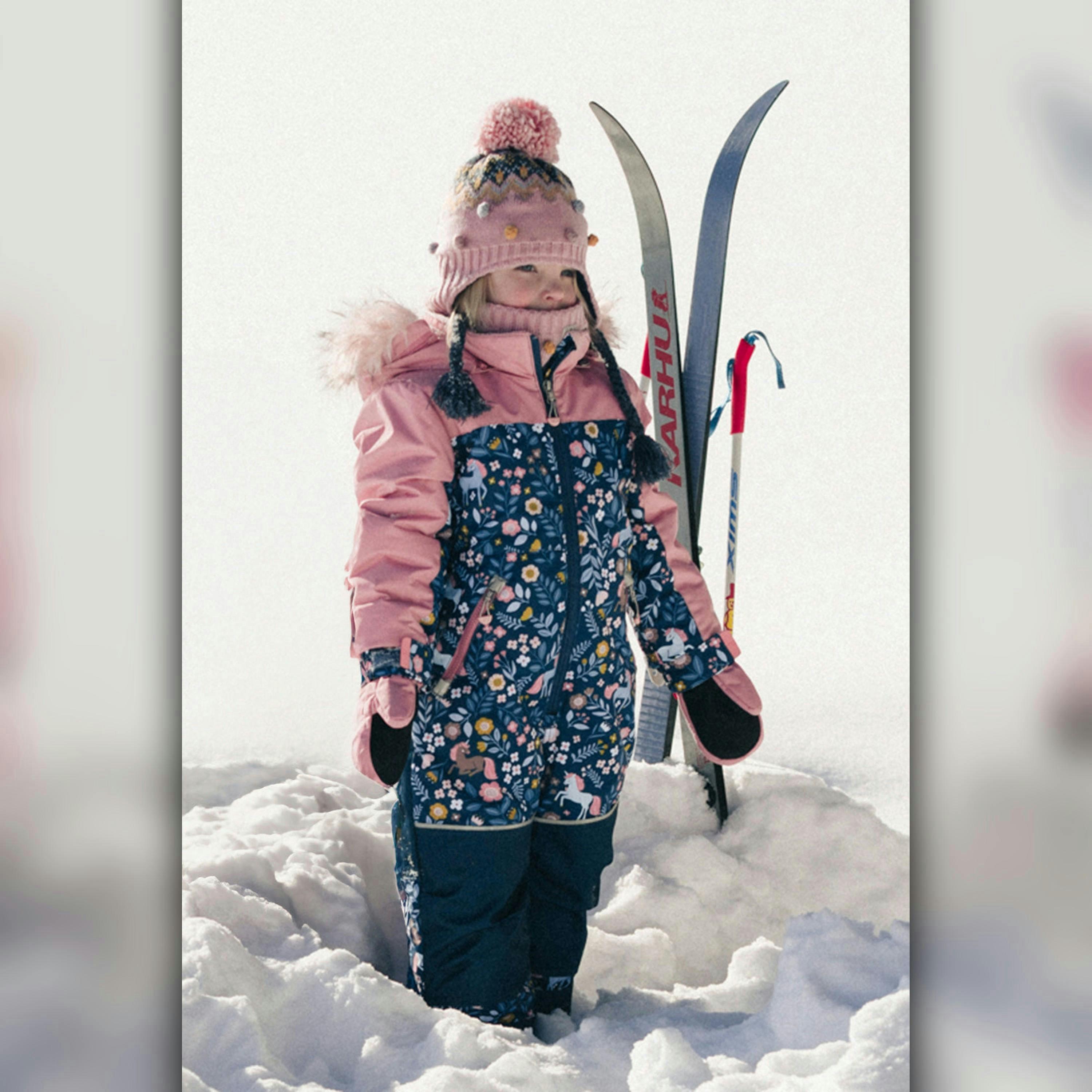 Kids One Piece Discover Snowsuit Blue And Pink Unicorn Print , view 2 of 6