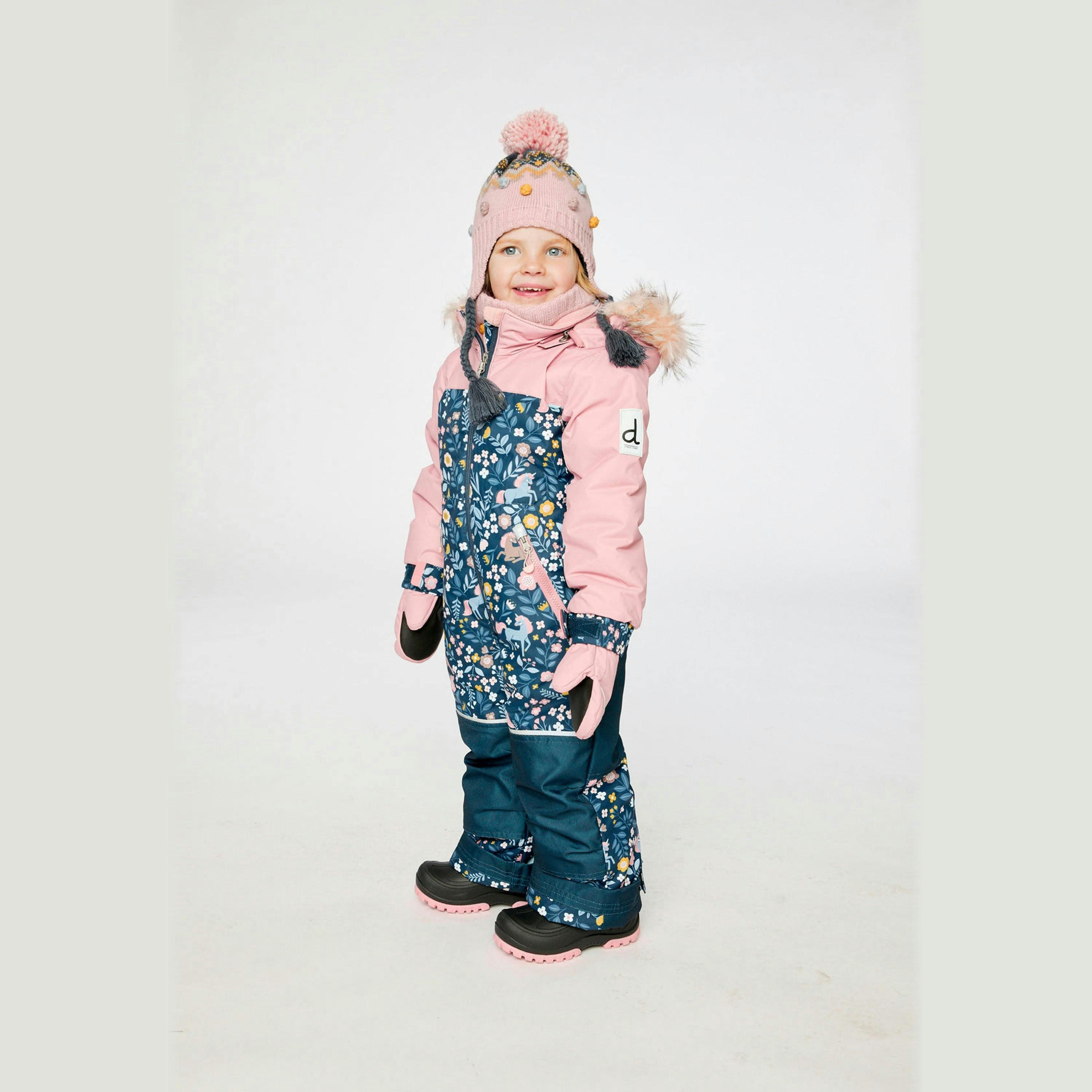 Kids One Piece Discover Snowsuit Blue And Pink Unicorn Print , view 5 of 6