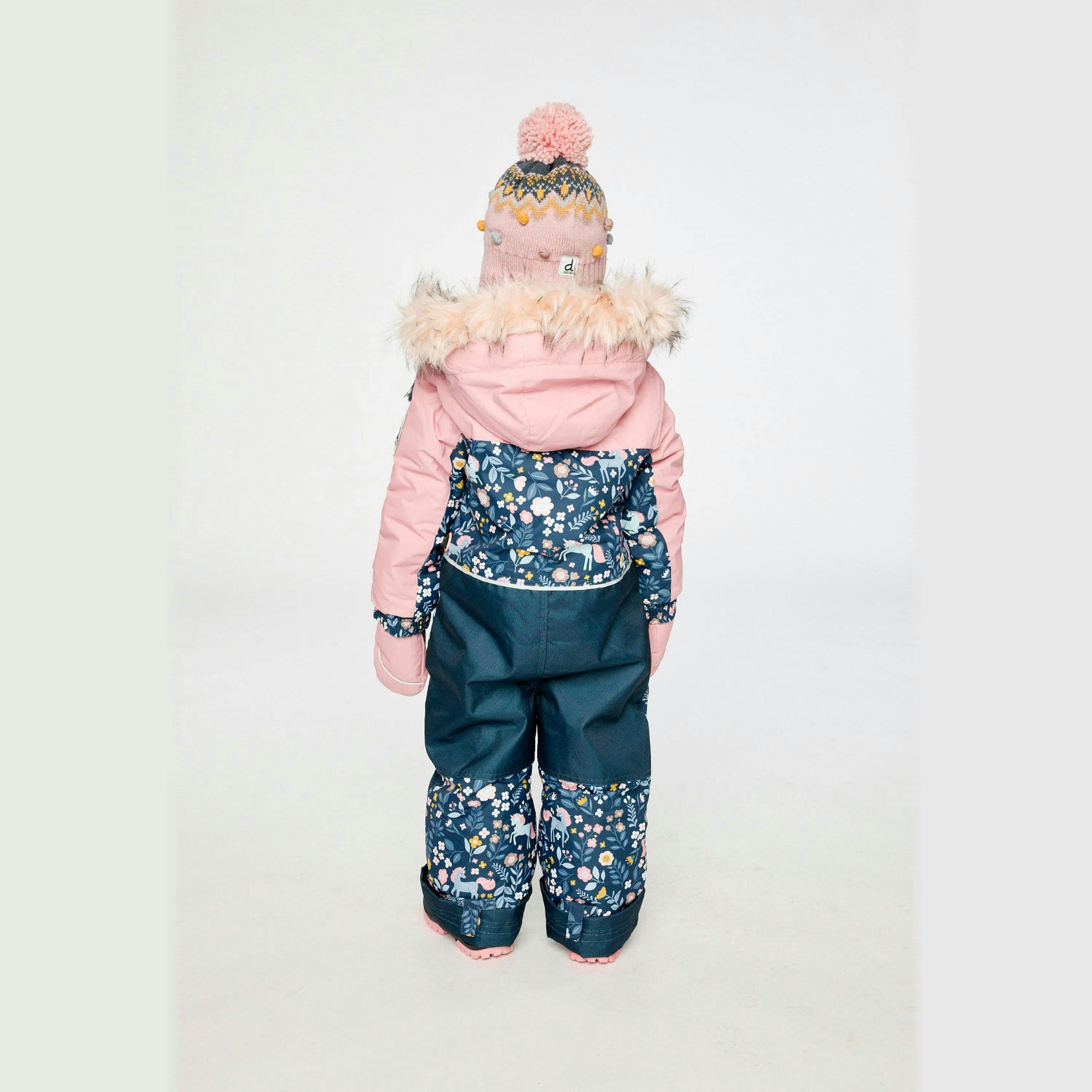 Kids One Piece Discover Snowsuit Blue And Pink Unicorn Print , view 6 of 6