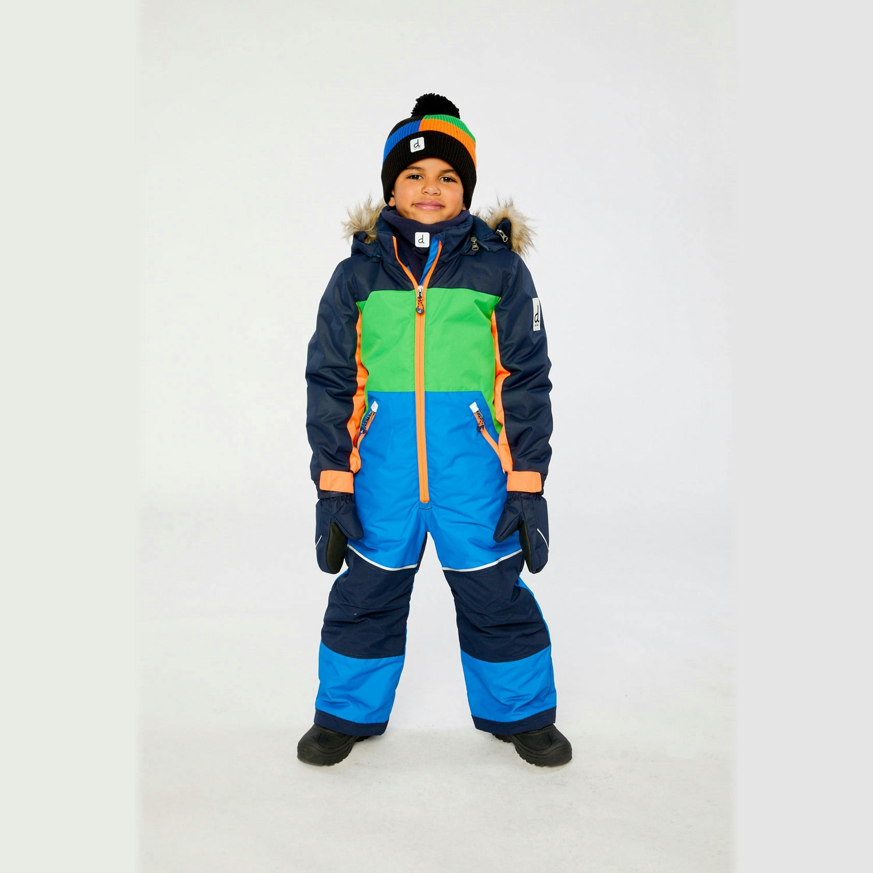 Kids One Piece Discover Snowsuit Blue Green And Orange , view 2 of 5