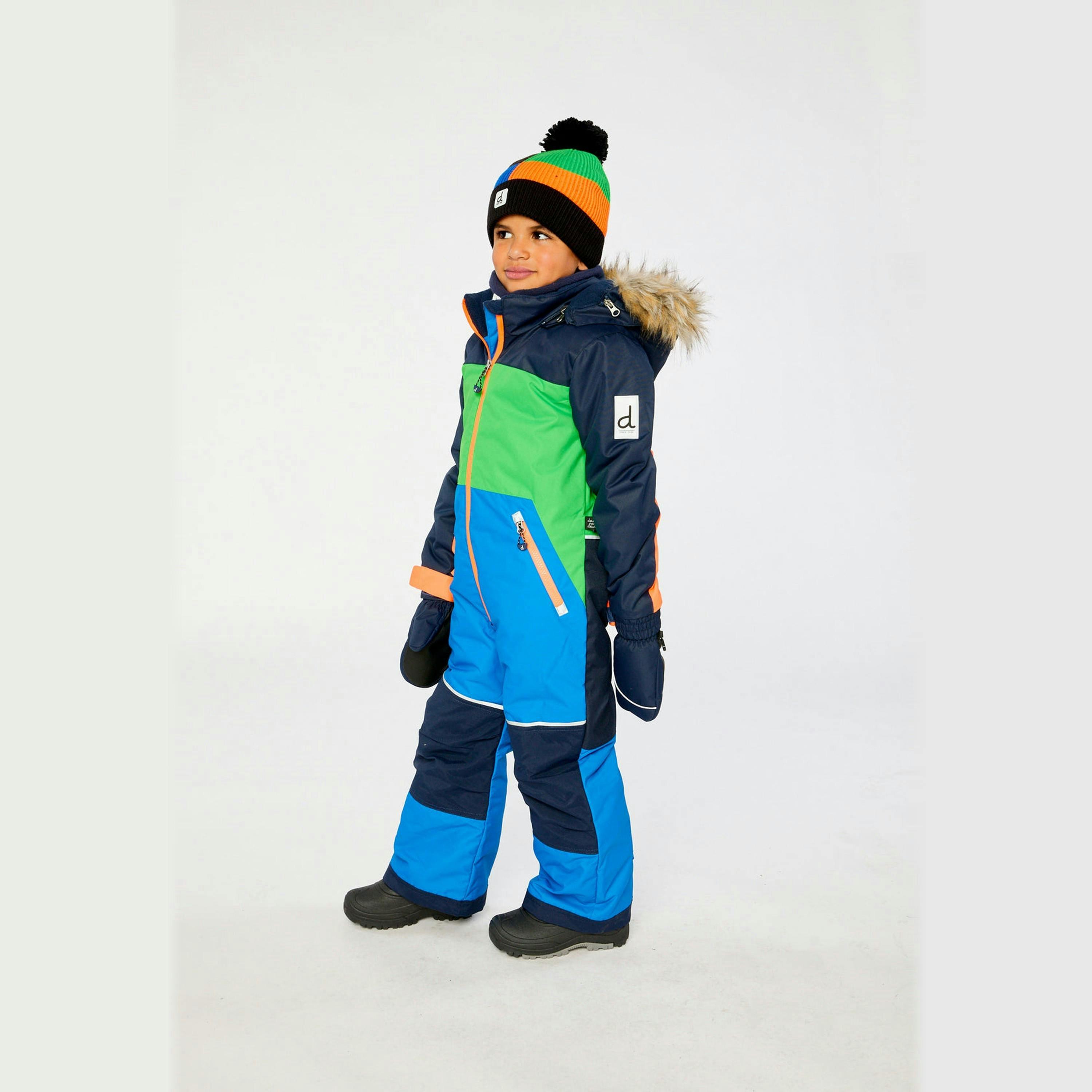 Kids One Piece Discover Snowsuit Blue Green And Orange , view 3 of 5
