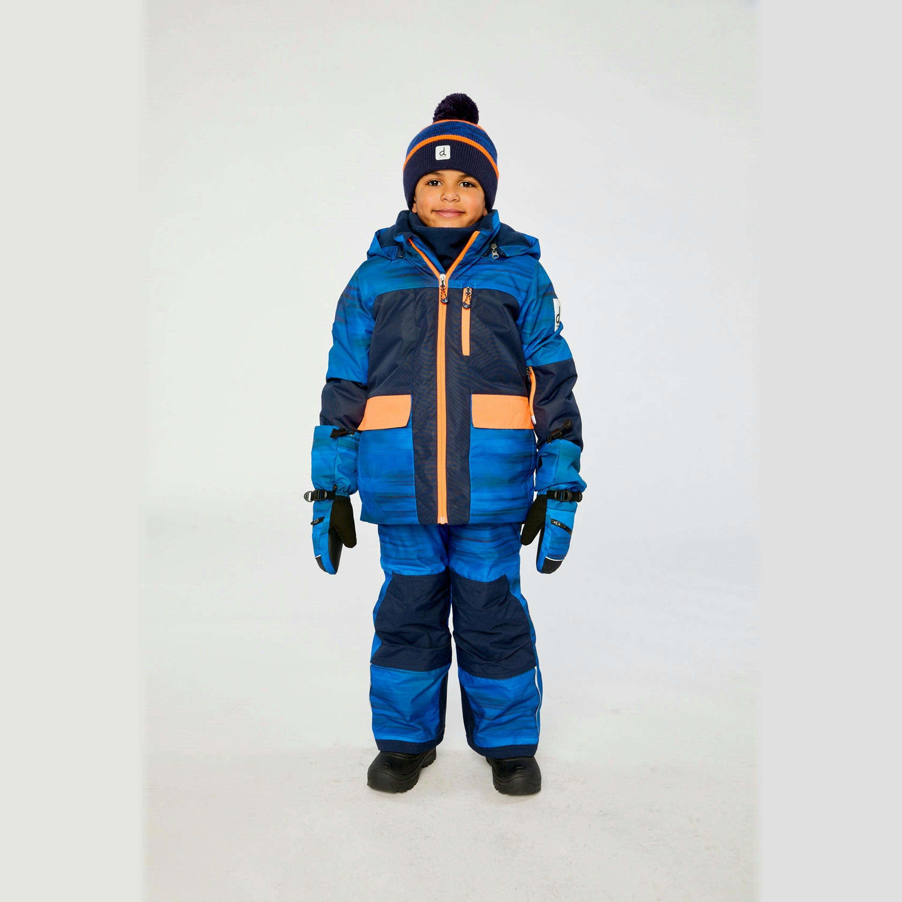 Two Piece Play Snowsuit Navy Blue And Orange With Blue Pants , view 2 of 6