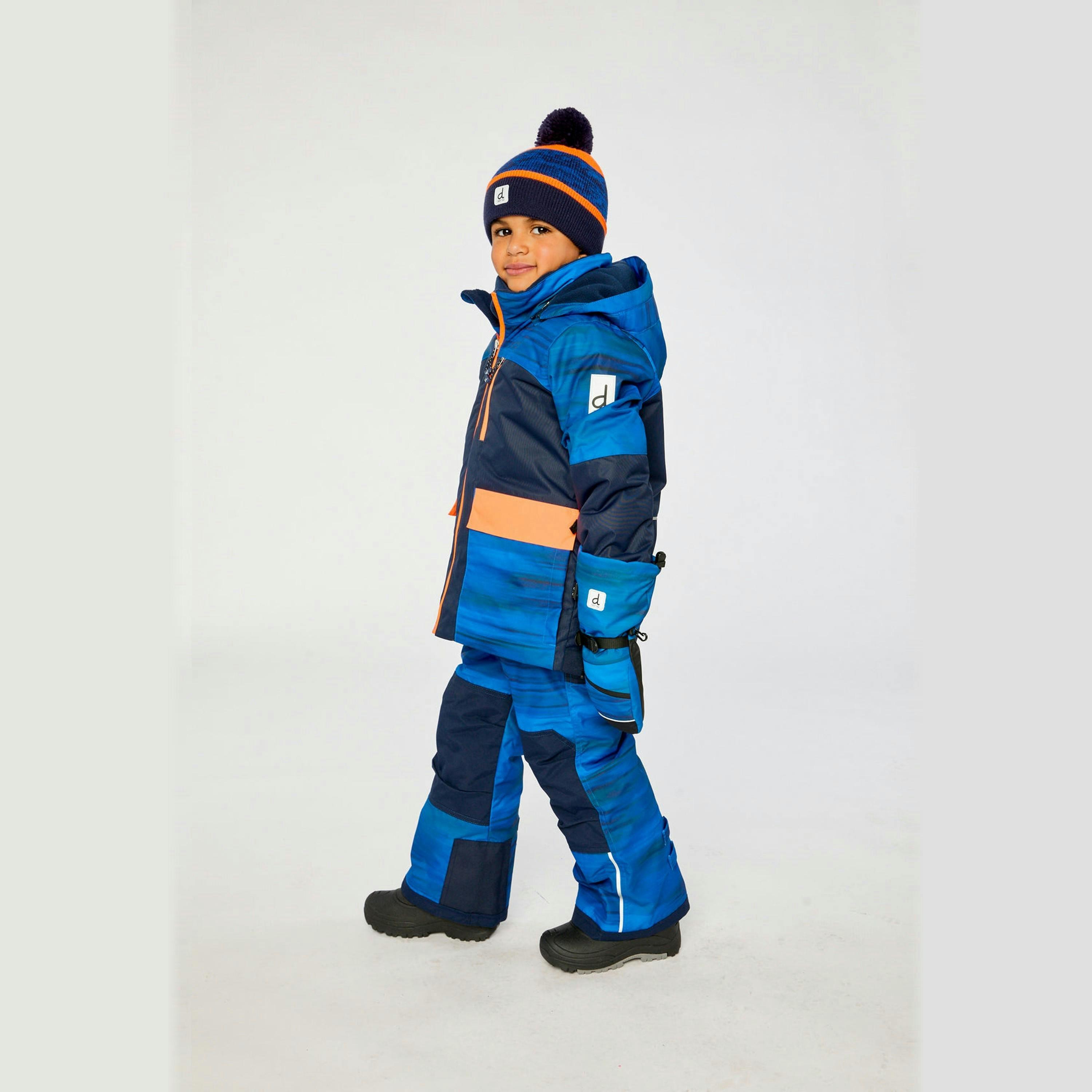 Two Piece Play Snowsuit Navy Blue And Orange With Blue Pants , view 3 of 6