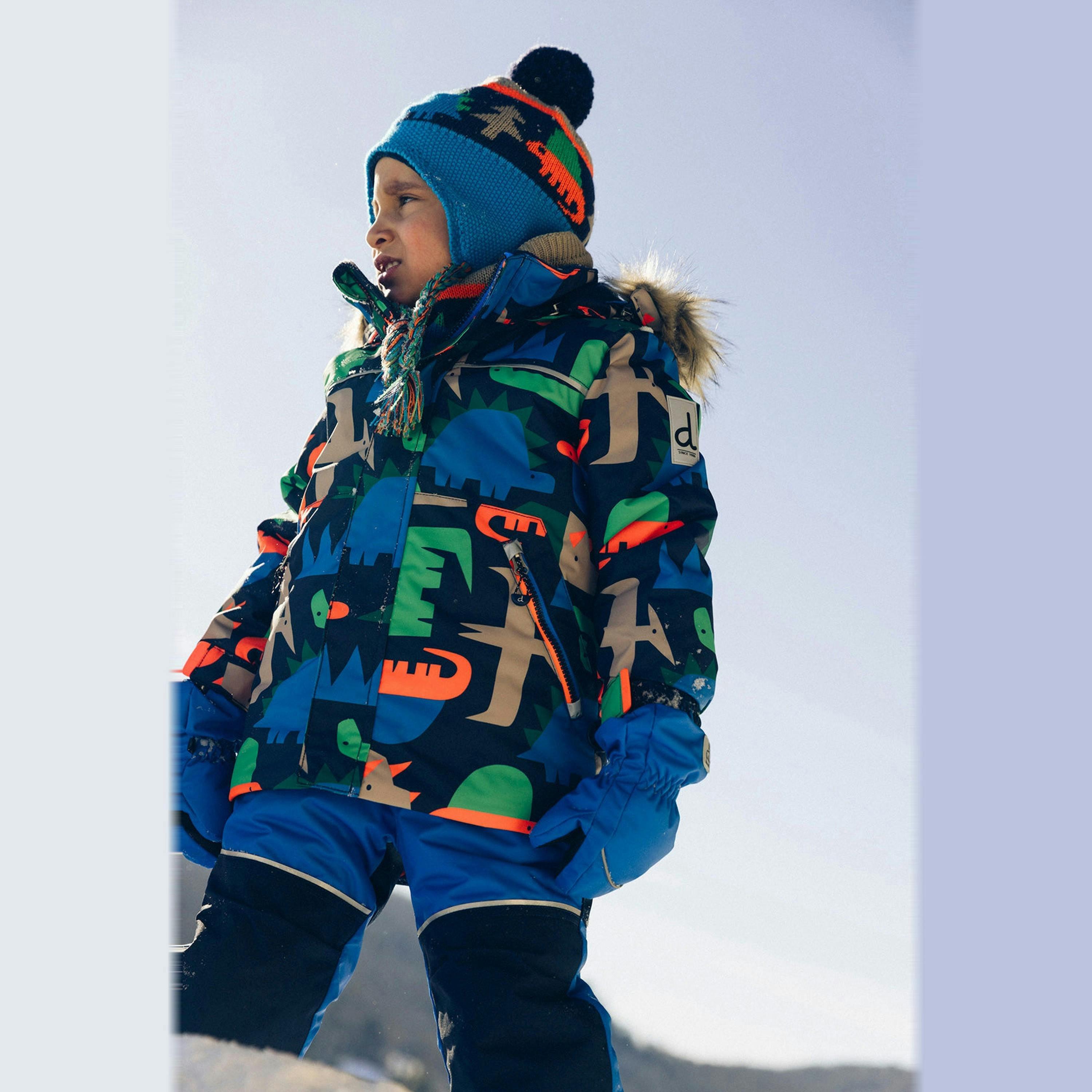 Two Piece Discover Snowsuit Blue Dinosaur Print , view 2 of 6