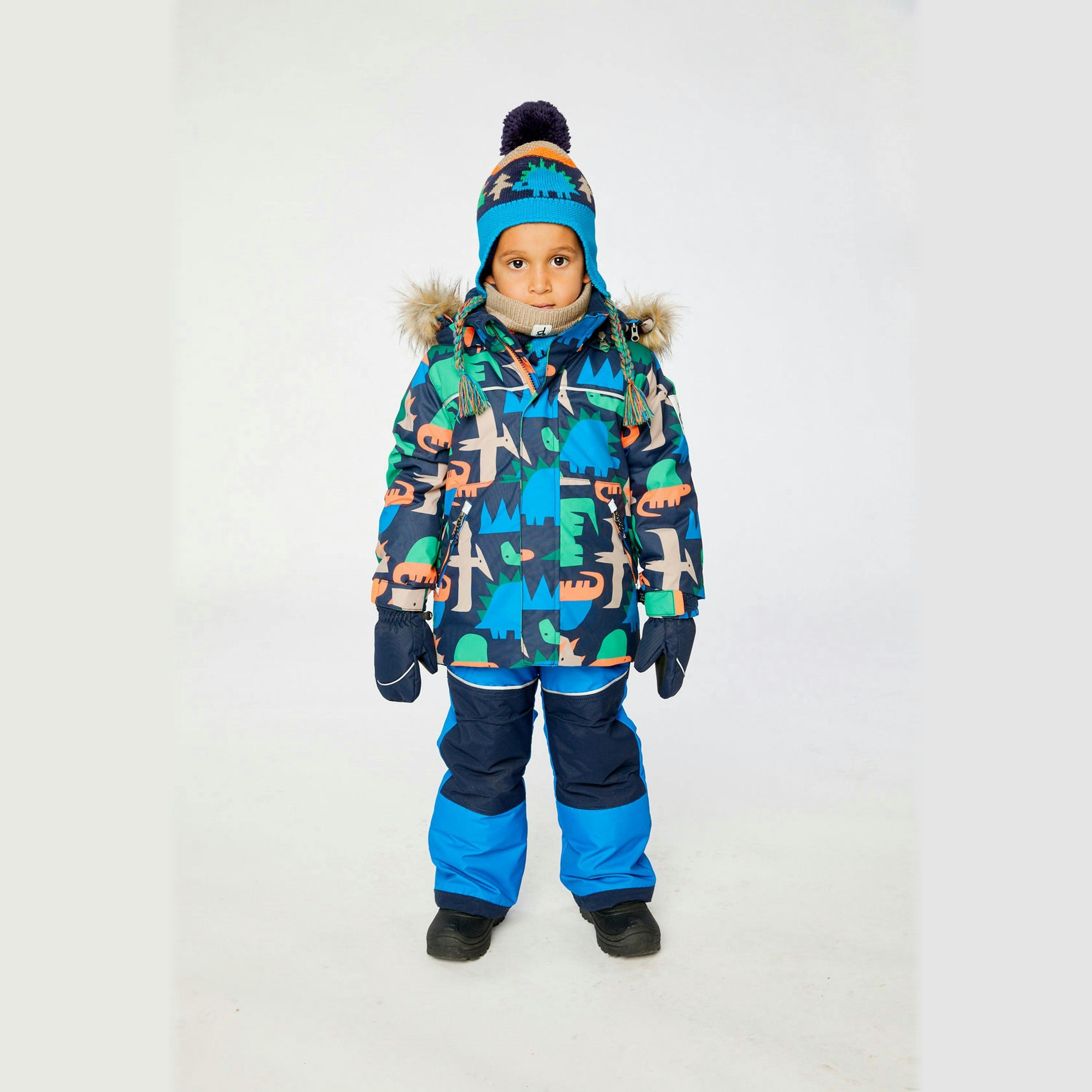 Two Piece Discover Snowsuit Blue Dinosaur Print , view 3 of 6