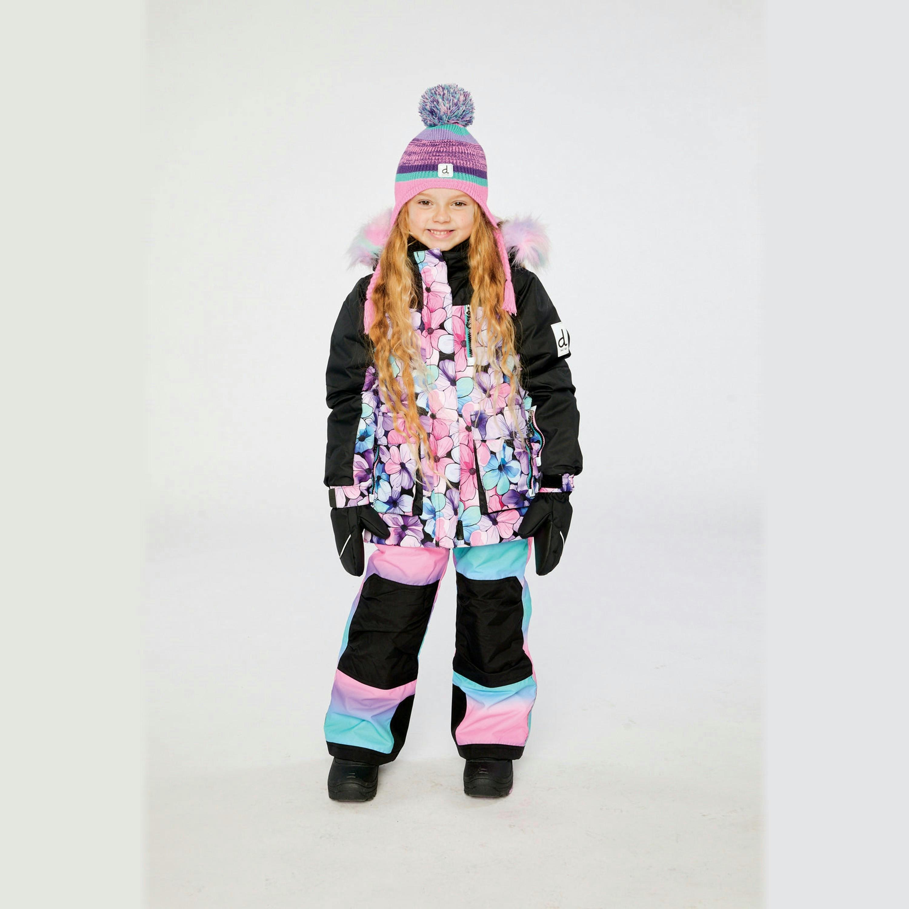 Two Piece Play Snowsuit Purple Floral Print With Gradient Pants , view 2 of 6