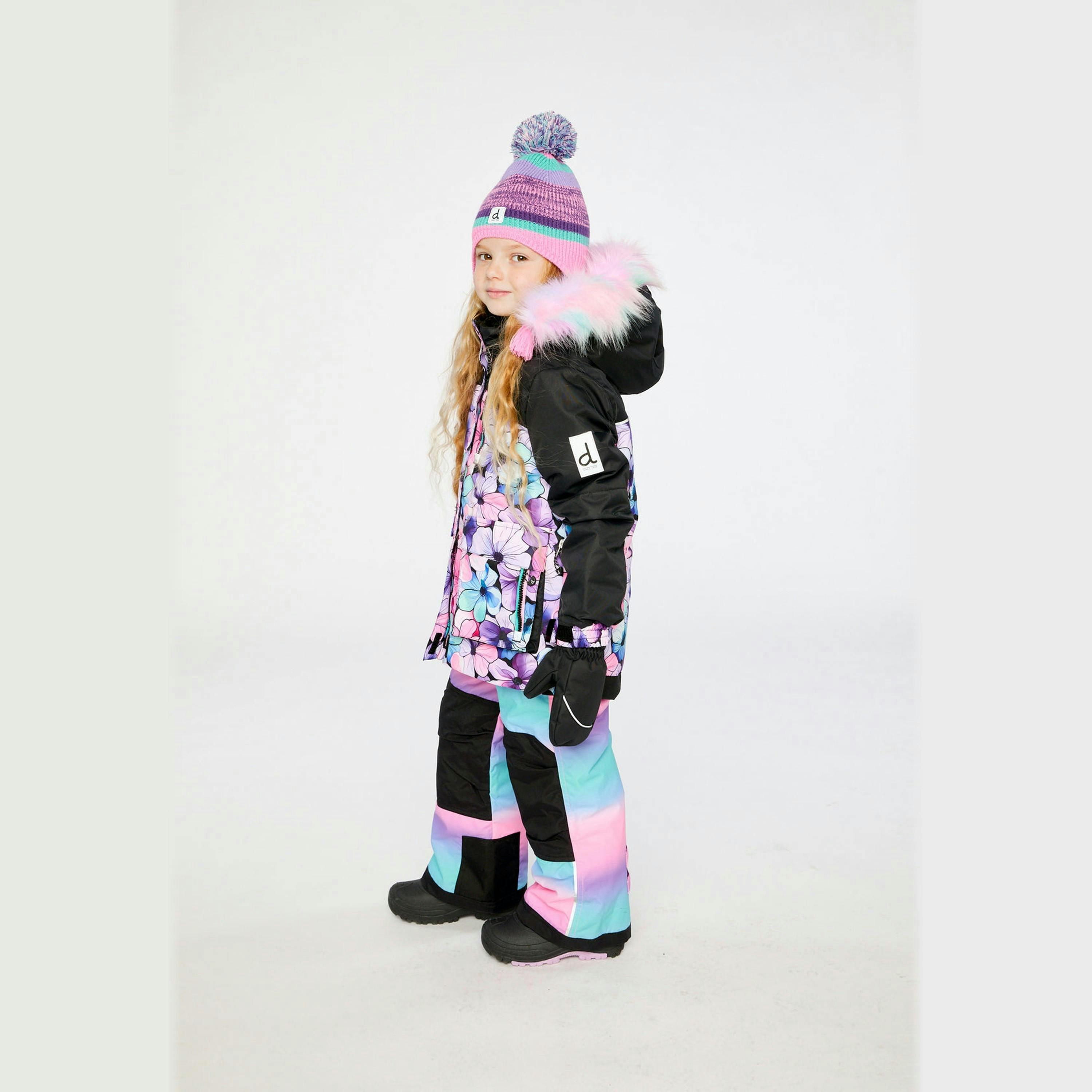 Two Piece Play Snowsuit Purple Floral Print With Gradient Pants , view 3 of 6