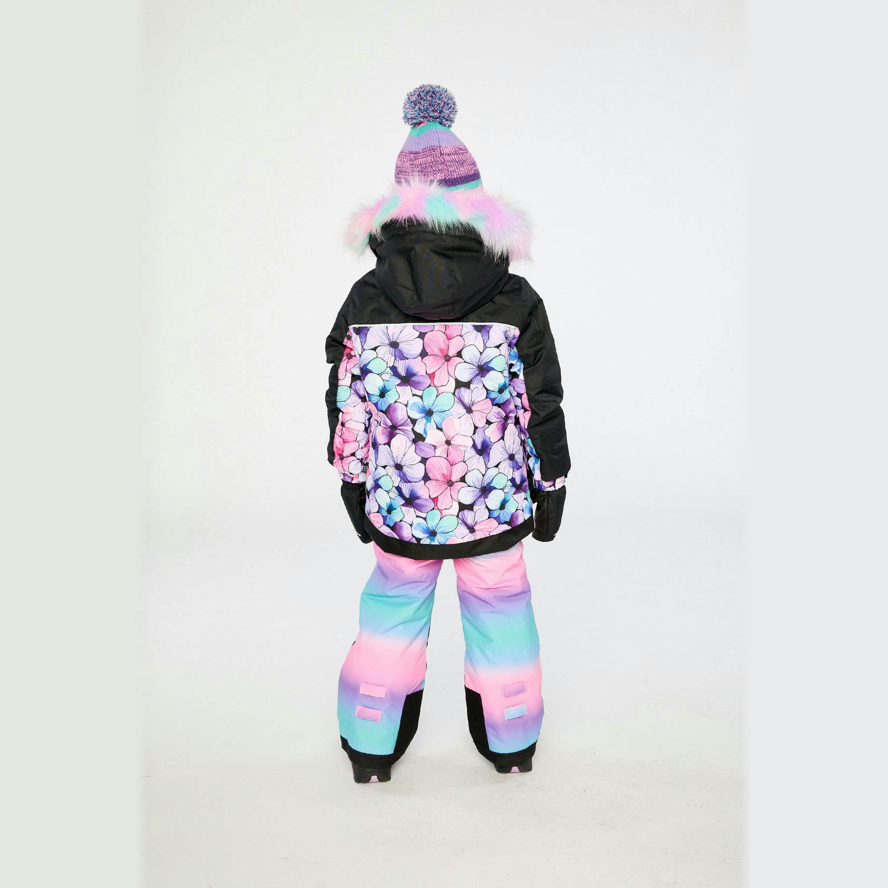 Two Piece Play Snowsuit Purple Floral Print With Gradient Pants , view 4 of 6