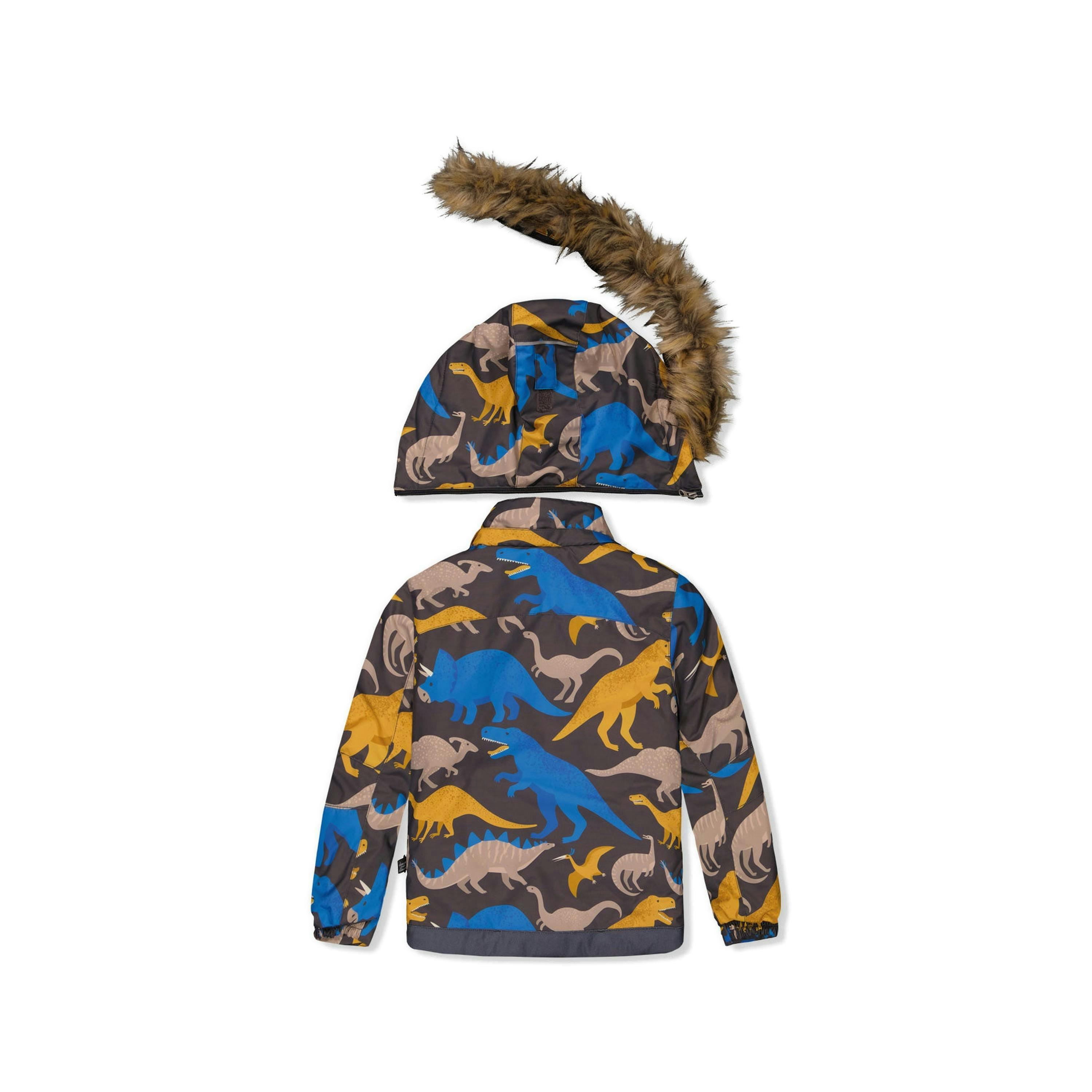 Two Piece Play Snowsuit Grey And Blue Dinosaur Print With Yellow Pants , view 5 of 6