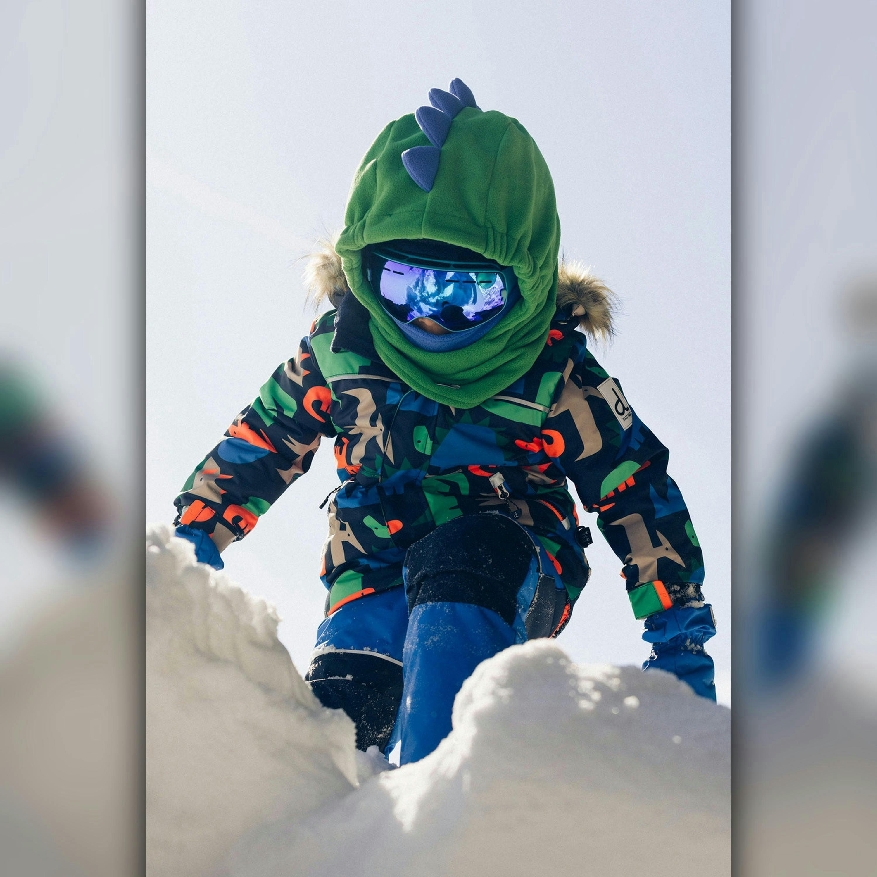 Oversized Dino Polar Balaclava For Ski Helmet Bright Green , view 2 of 5