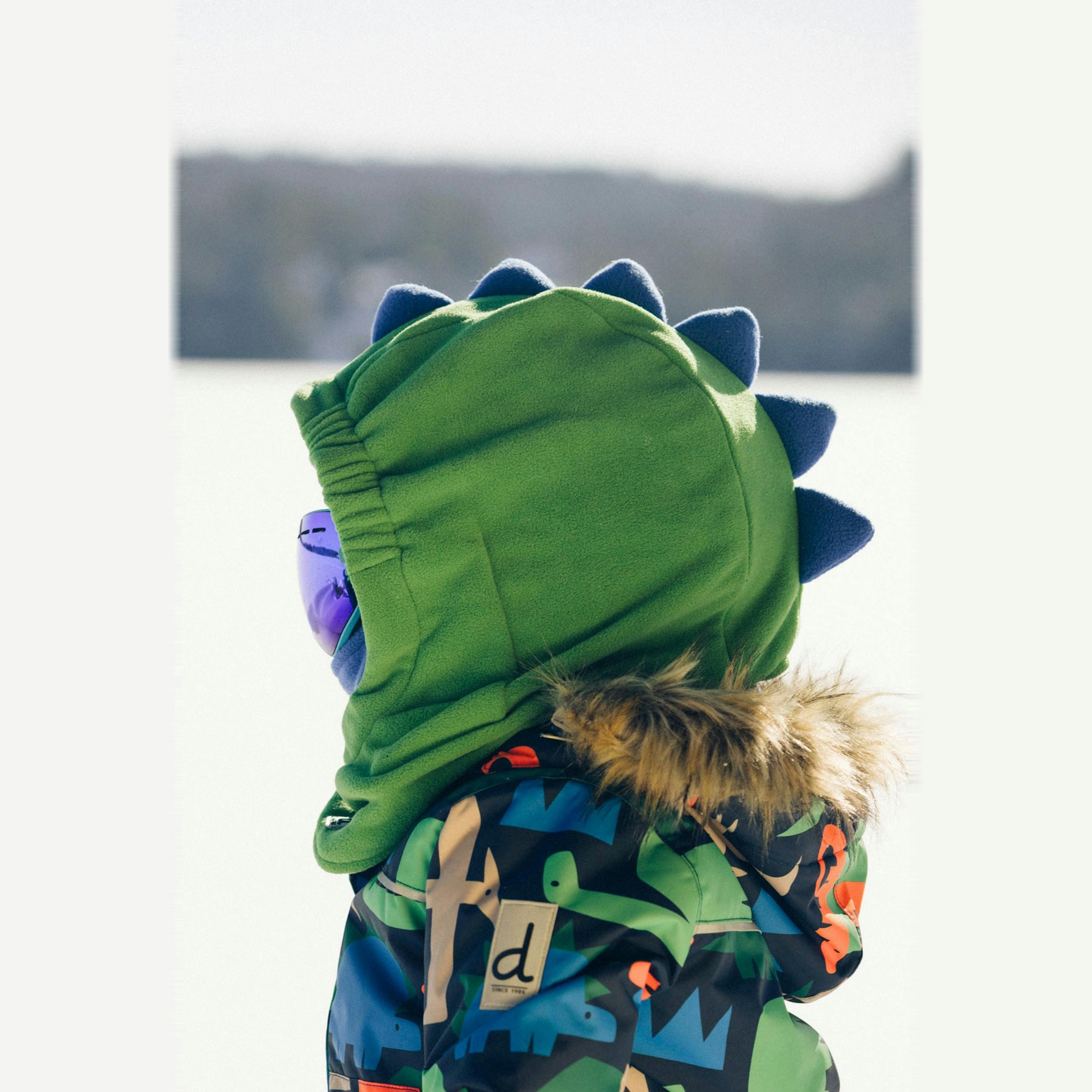 Oversized Dino Polar Balaclava For Ski Helmet Bright Green , view 3 of 5