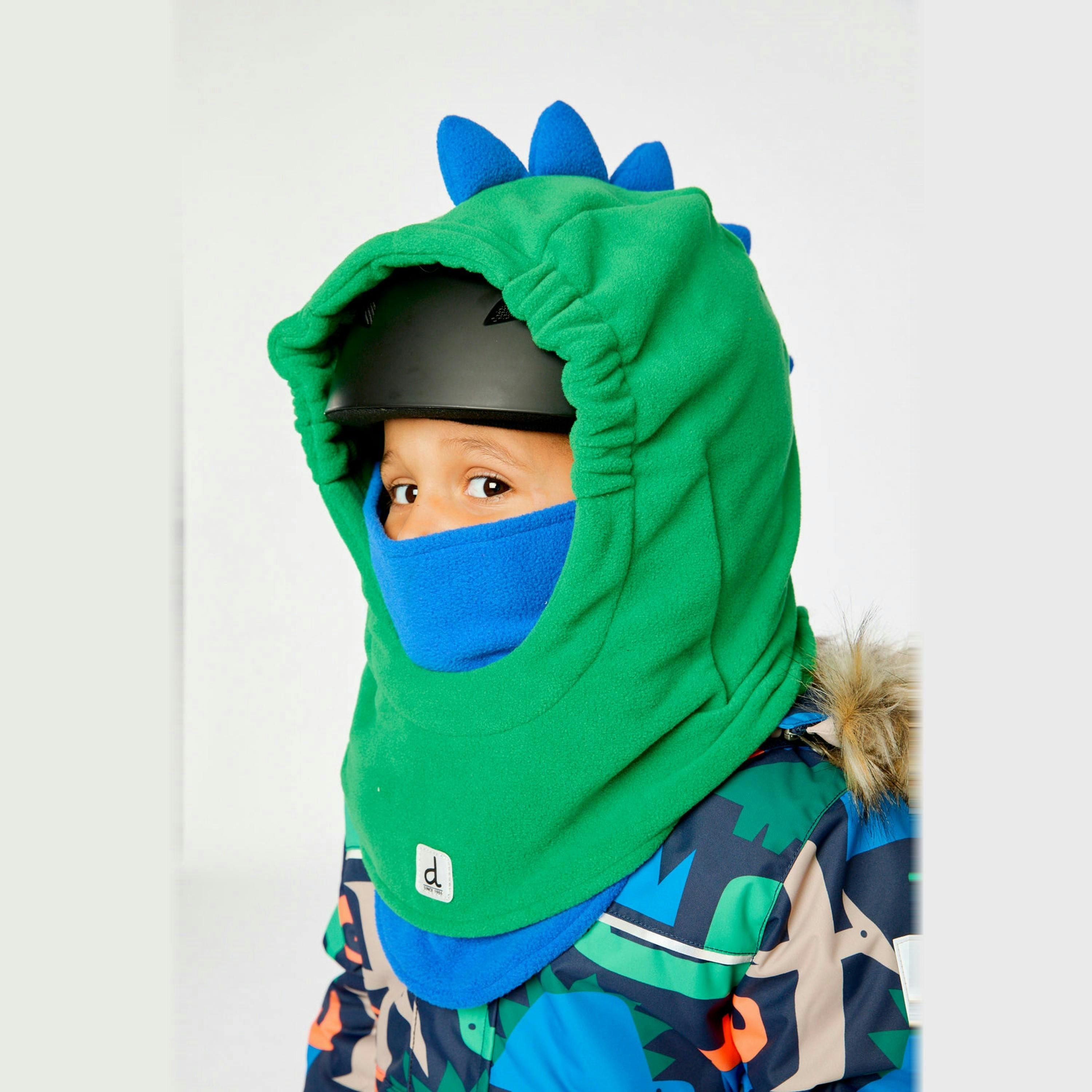 Oversized Dino Polar Balaclava For Ski Helmet Bright Green , view 4 of 5