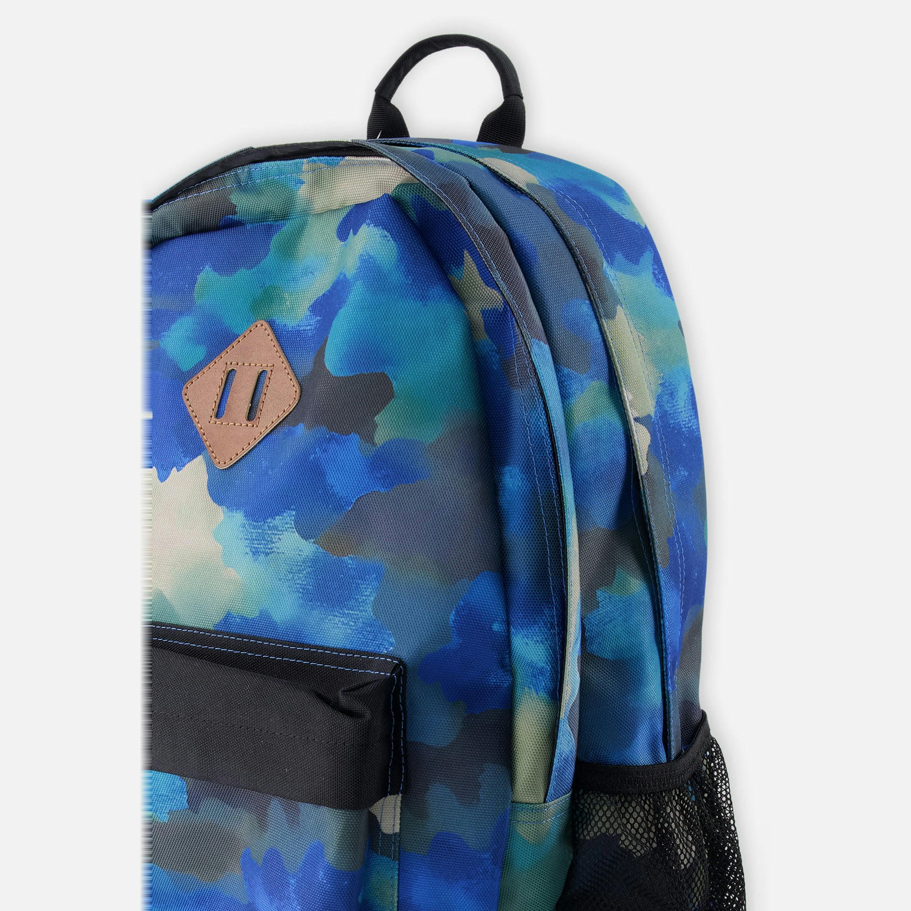 Kids Backpack Blue And Grey Camouflage , view 2 of 3