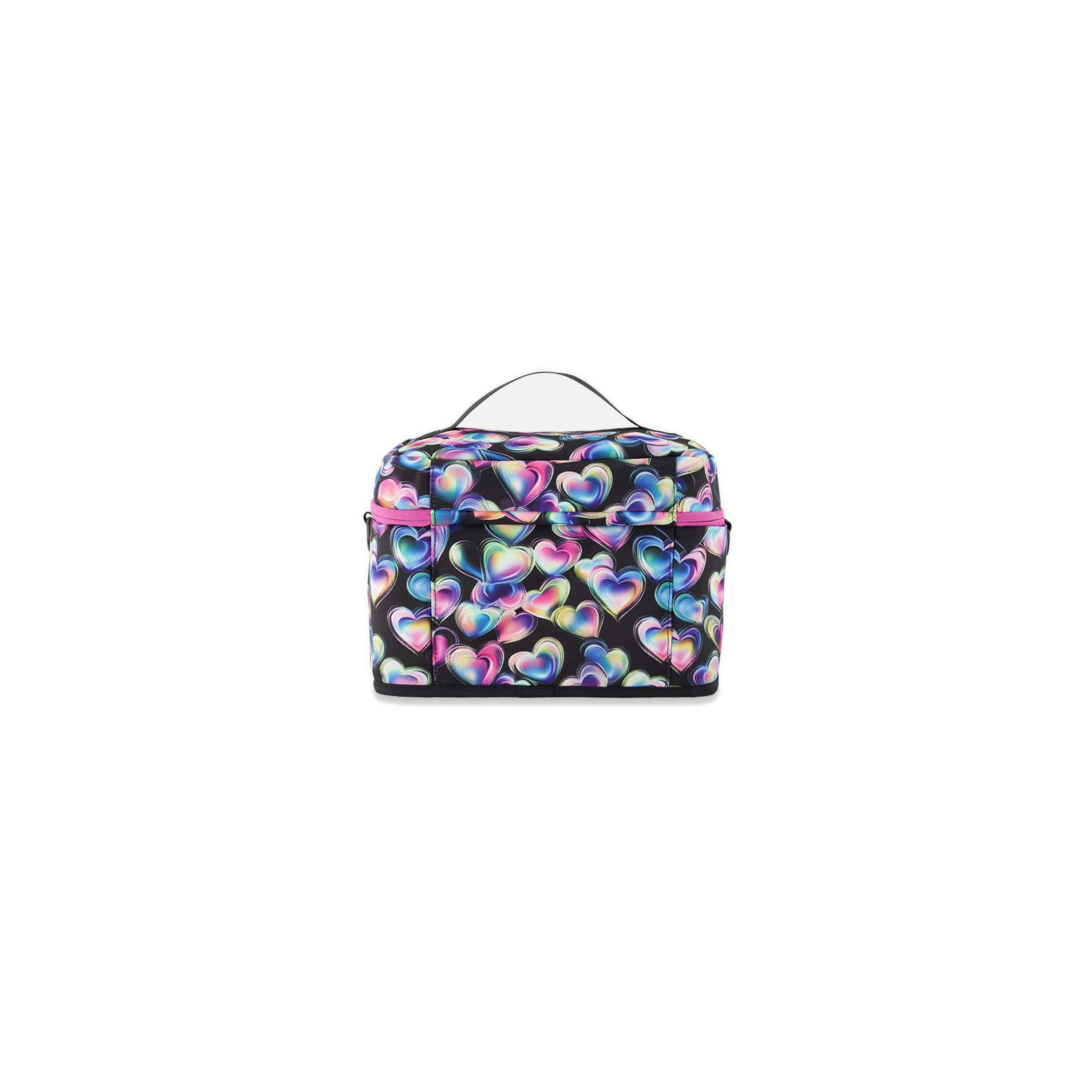 Lunch Box Black Printed With Hearts , view 2 of 4