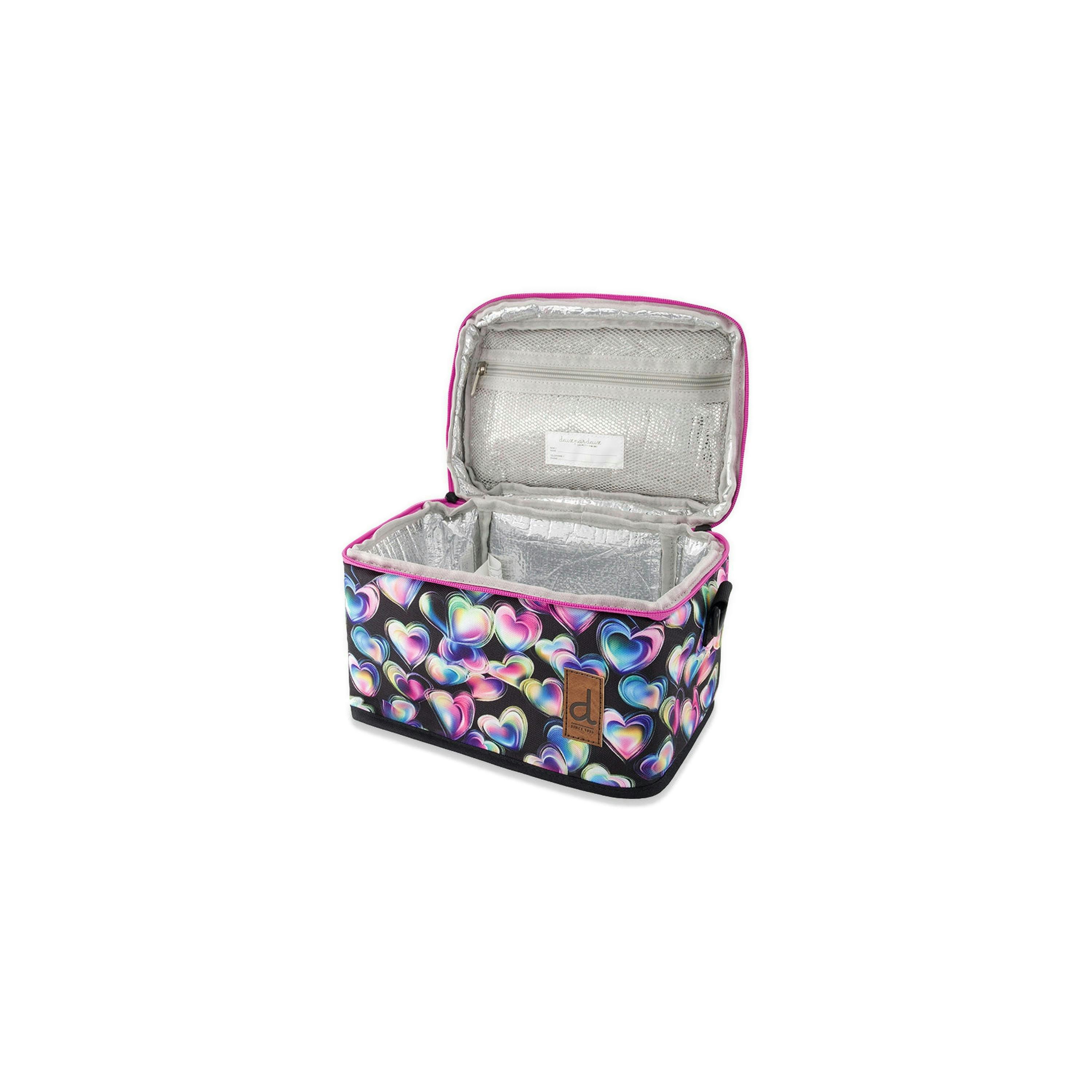 Lunch Box Black Printed With Hearts , view 3 of 4