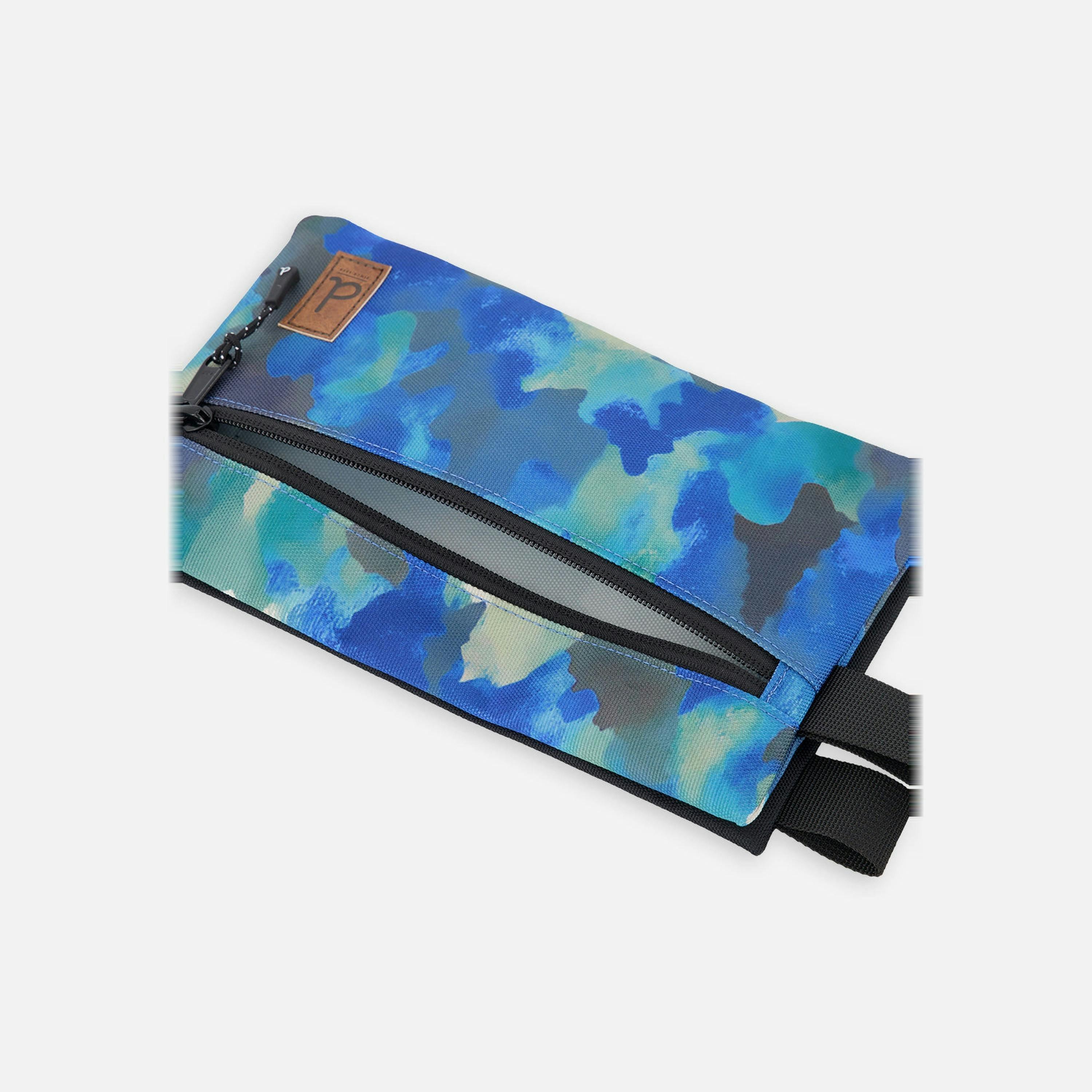 Pencil Case Blue And Grey Camouflage , view 3 of 4